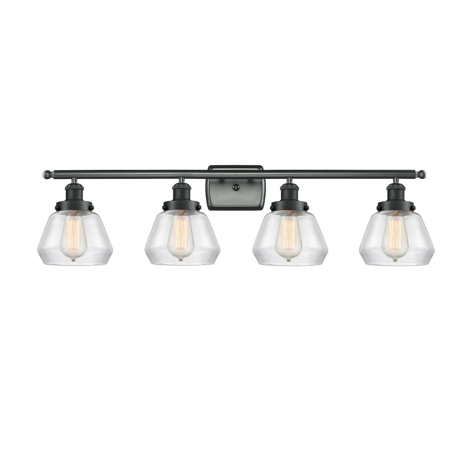 Innovations Fulton 37in 4-Light Bath Vanity Light | Modern Contempo Matte Black Steel and Clear Glass | Bathroom Vanity | Model 916-4W-BK-G172