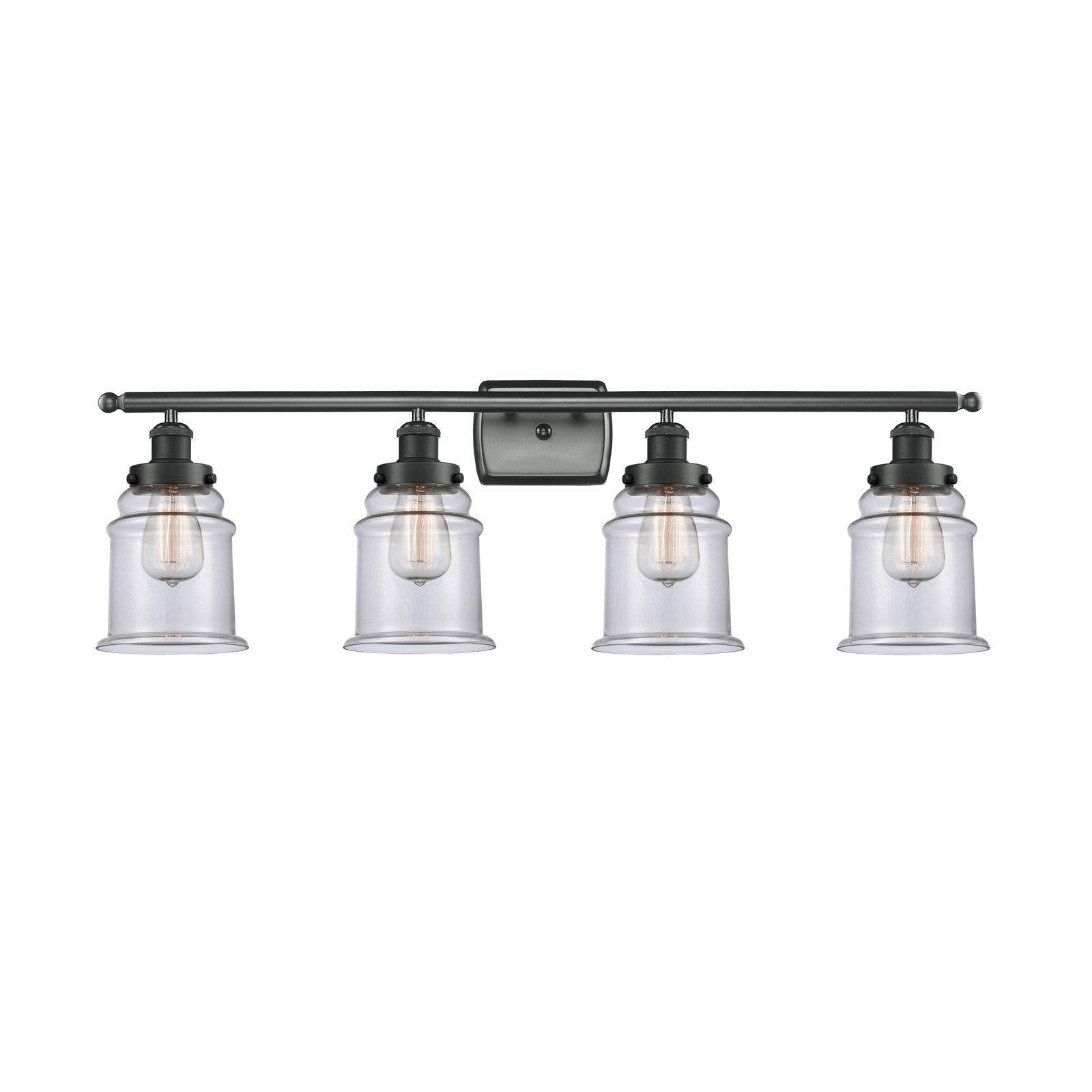 Innovations Canton 36in 4-Light Bath Vanity Light | Modern Transitional Matte Black Steel and Clear Glass | Bathroom Vanity | Model 916-4W-BK-G182
