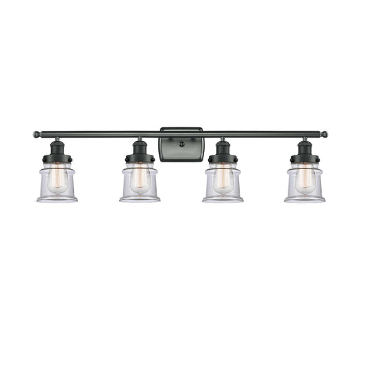 Innovations Canton 35in 4-Light Bath Vanity Light | Modern Transitional Matte Black Steel and Clear Glass | Bathroom Vanity | Model 916-4W-BK-G182S