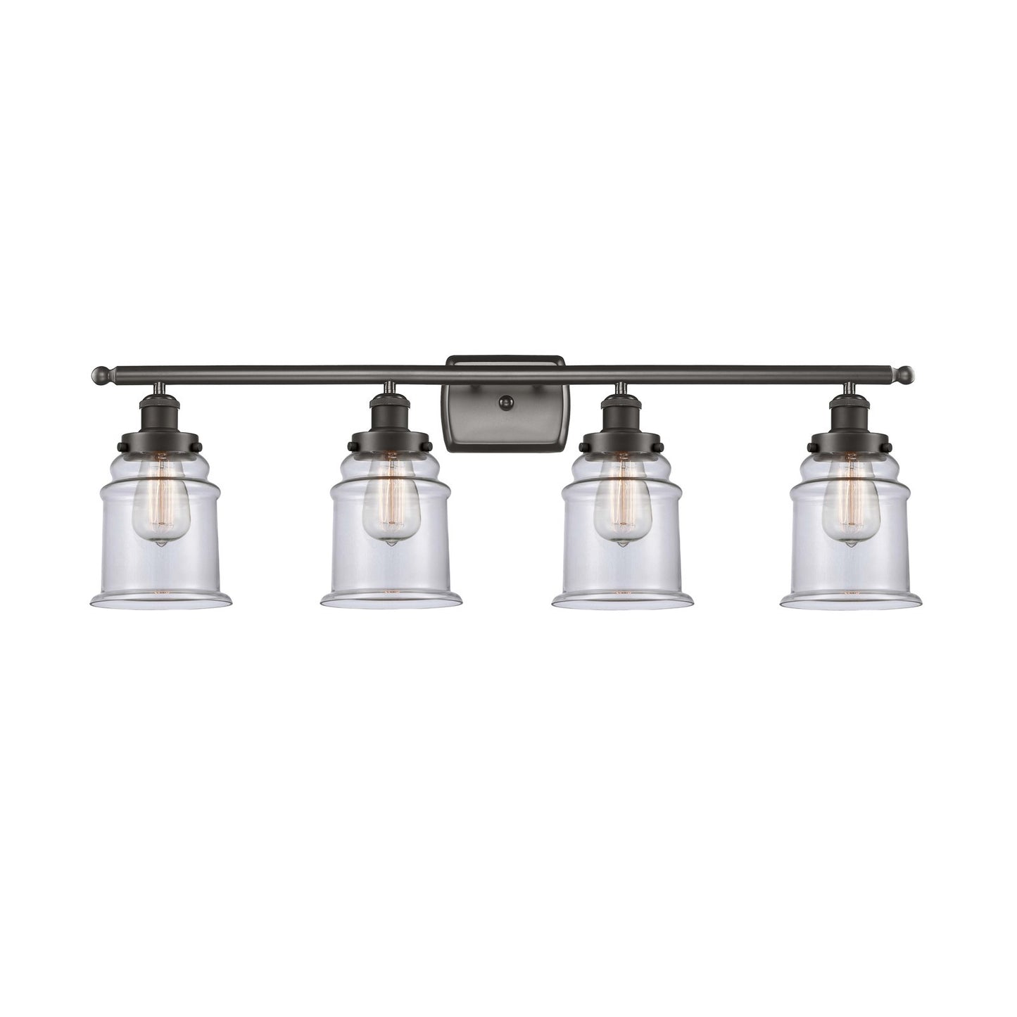 Innovations Canton 36in 4-Light Bath Vanity Light | Industrial Oil Rubbed Bronze and Clear Glass | Bathroom Vanity | 36 x 11.12 in | Model 916-4W-OB-G182