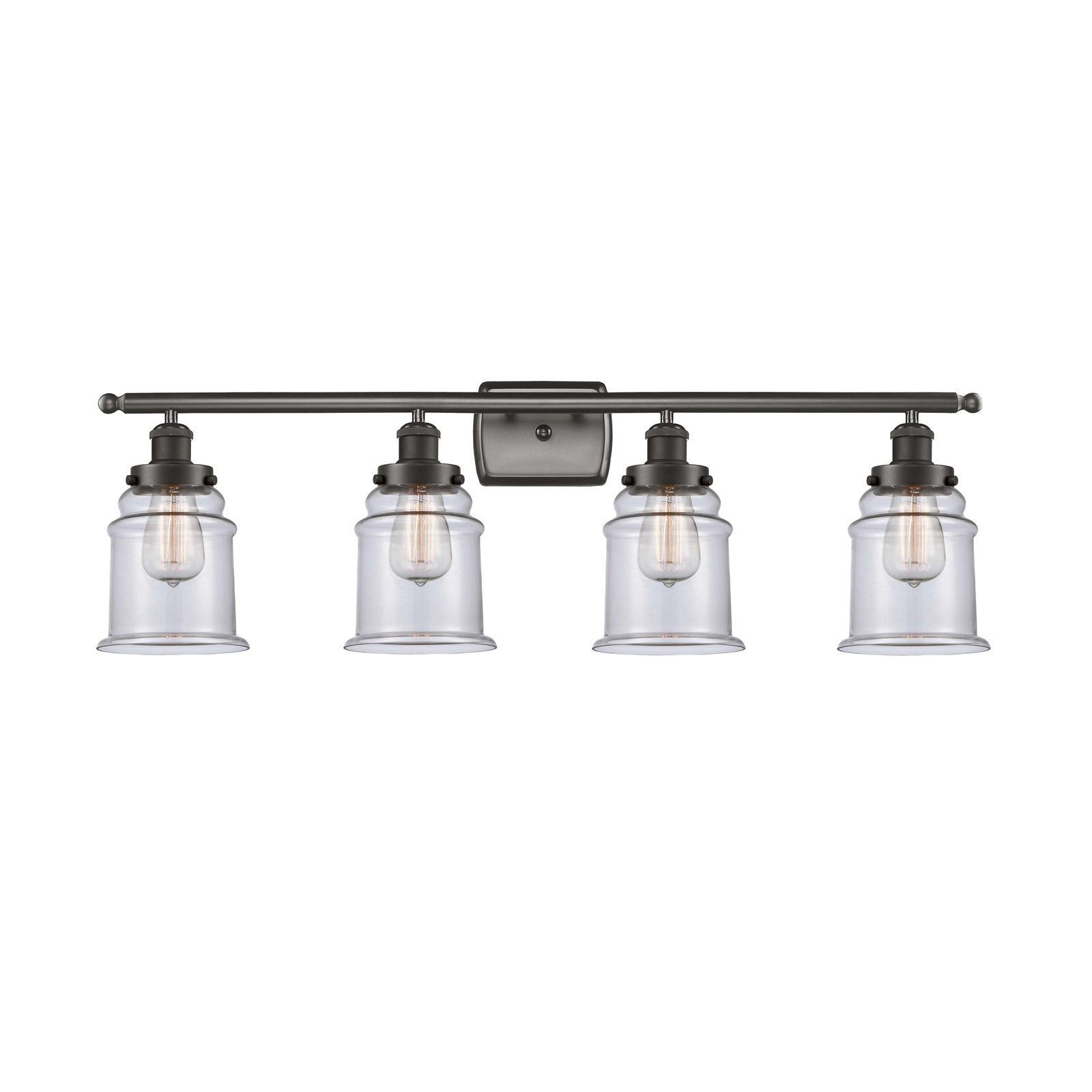 Innovations Canton 36in 4-Light Bath Vanity Light | Industrial Oil Rubbed Bronze and Clear Glass | Bathroom Vanity | 36 x 11.12 in | Model 916-4W-OB-G182