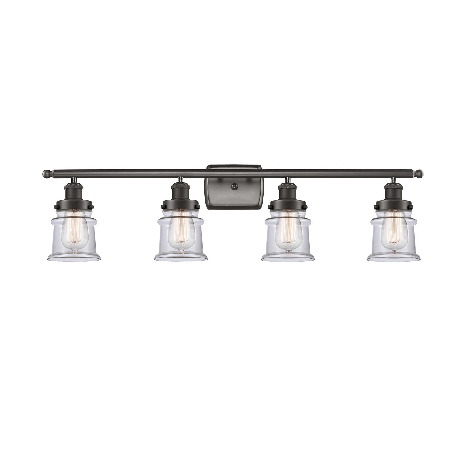 Innovations Canton 35.25in 4-Light Bath Vanity Light | Industrial Oil Rubbed Bronze and Clear Glass | Bathroom Vanity | Model 916-4W-OB-G182S