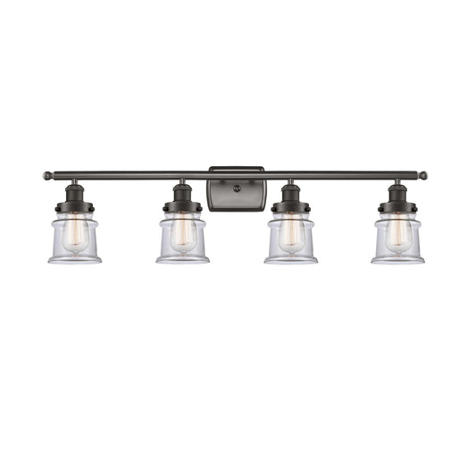 Innovations Canton 35.25in 4-Light Bath Vanity Light | Industrial Oil Rubbed Bronze and Clear Glass | Bathroom Vanity | Model 916-4W-OB-G182S