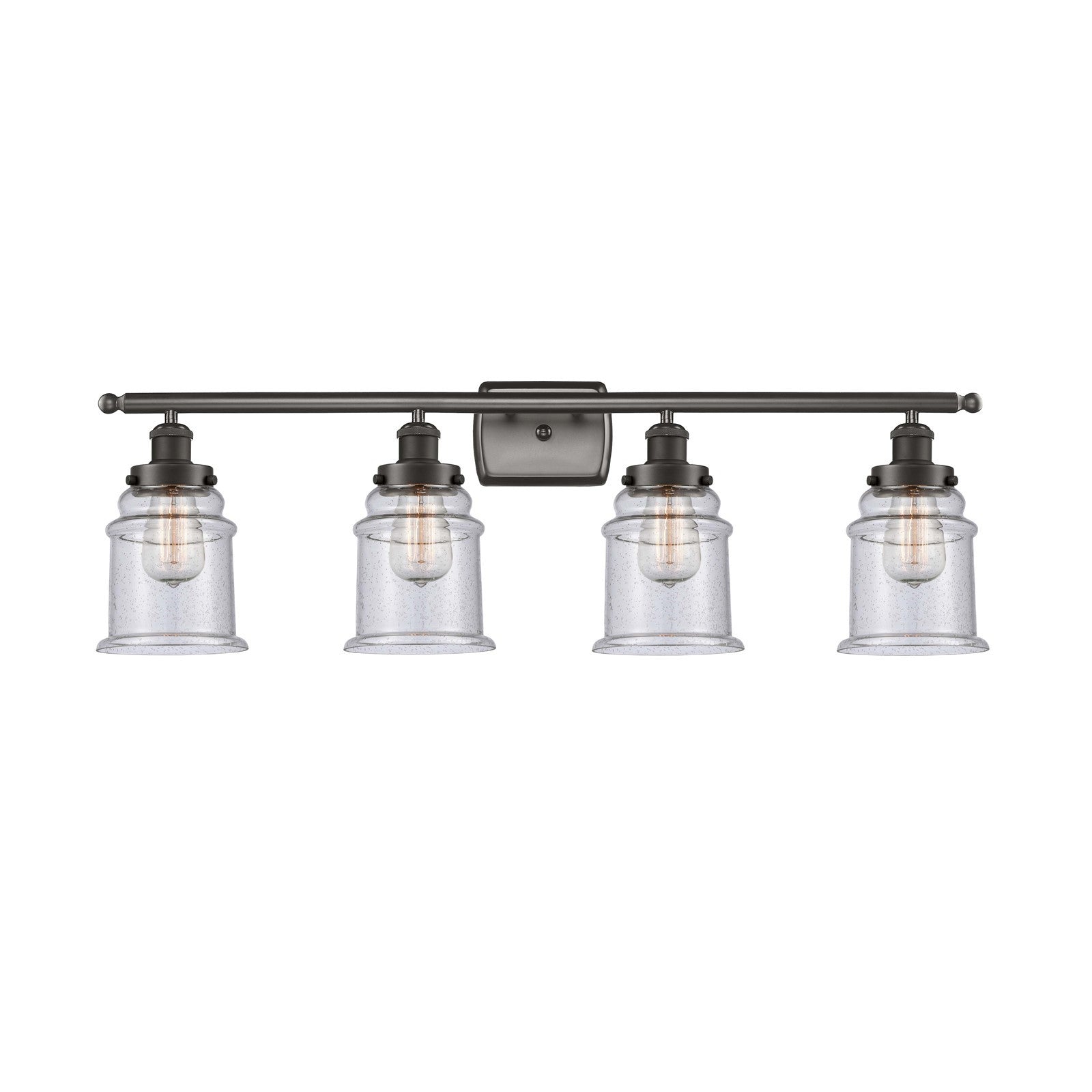 Innovations Canton 36in 4-Light Bath Vanity Light | Industrial Oil Rubbed Bronze and Seedy Glass | Bathroom Vanity | 36 x 11.12 in | Model 916-4W-OB-G184