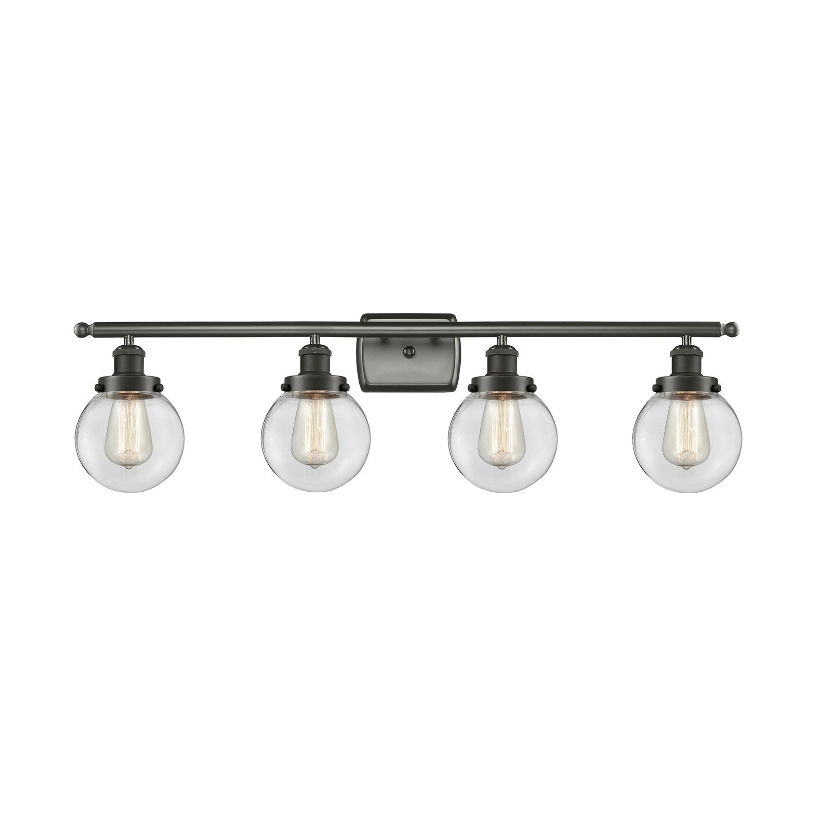Innovations Beacon 36in 4-Light Bath Vanity | Oil Rubbed Bronze Steel and Clear Glass | Bathroom Vanity & Powder Room | Model 916-4W-OB-G202-6-LED