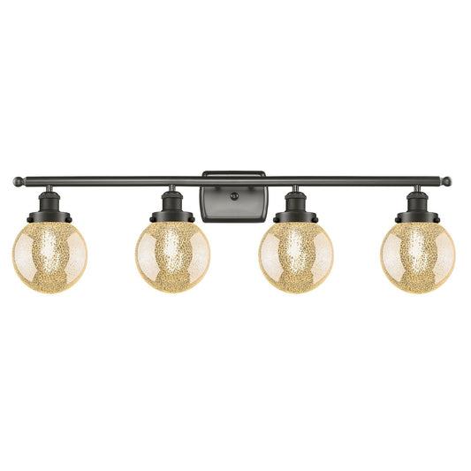 Innovations Beacon 36in 4-Light Bath Vanity | Oil Rubbed Bronze Steel and Mercury Glass | Bathroom Vanity & Powder Room | Model 916-4W-OB-G208-6