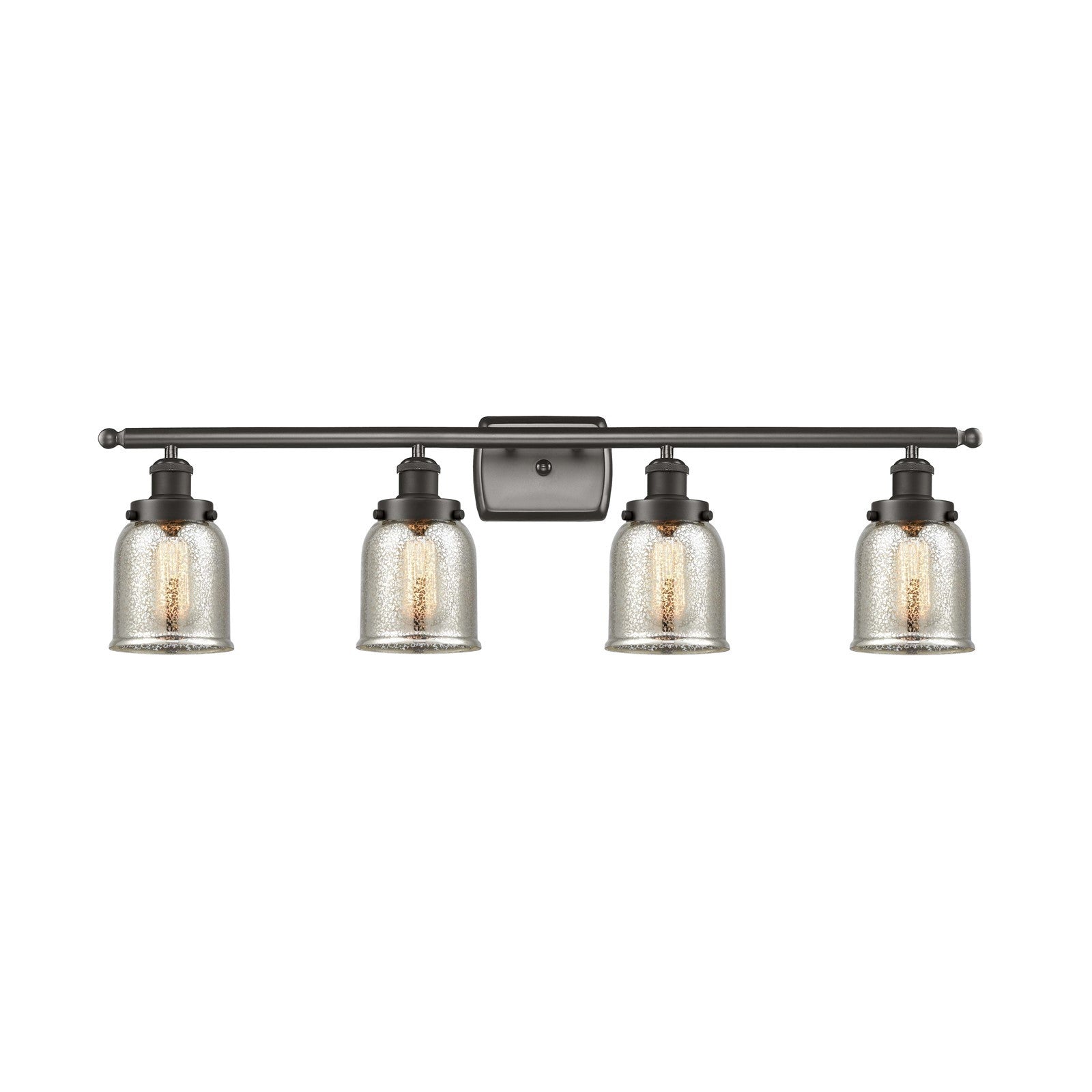 Innovations Bell 36in 4-Light Bath Vanity Light | Industrial Oil Rubbed Bronze Steel and Silver Plated Mercury Glass | Bathroom | Model 916-4W-OB-G58-LED