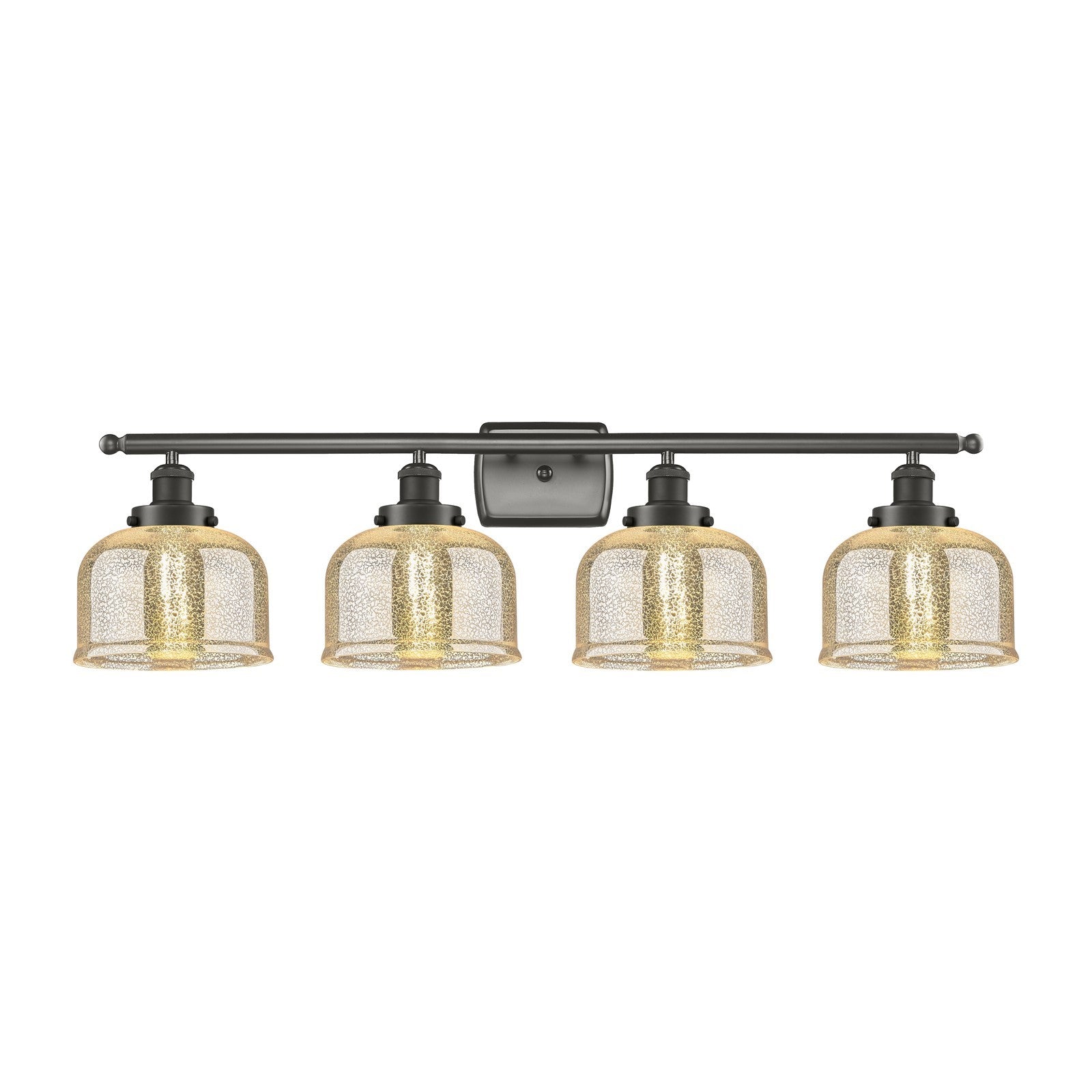 Innovations Bell 38in 4-Light Bath Vanity Light | Industrial Oil Rubbed Bronze Steel and Silver Plated Mercury Glass | Bathroom | Model 916-4W-OB-G78