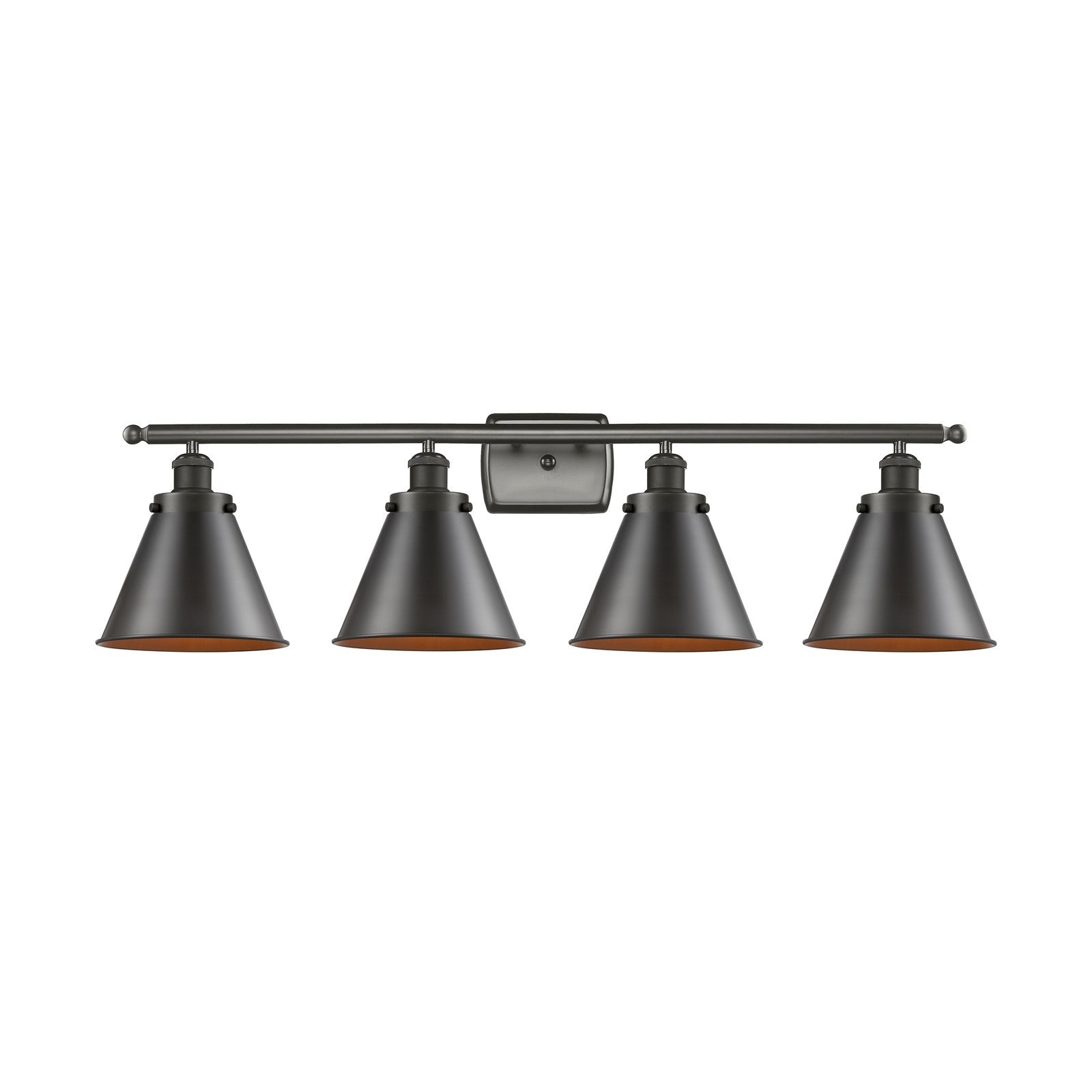 Innovations Appalachian 36in 4-Light Bath Vanity Light | Industrial Farmhouse Oil Rubbed Bronze Steel and Metal Cone Shades | Model 916-4W-OB-M13-LED