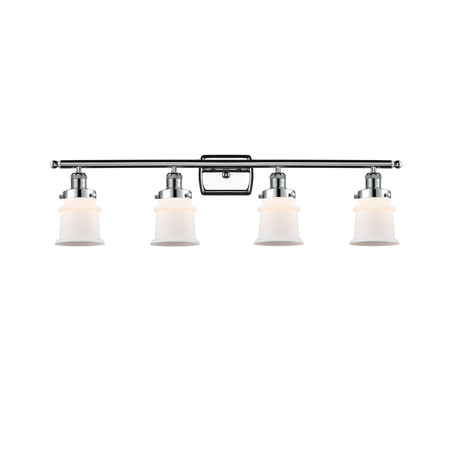 Innovations Canton 35.25in 4-Light Bath Vanity Light | Modern Contempo Polished Chrome and Matte White Frosted Glass Bell Shade | Model 916-4W-PC-G181S