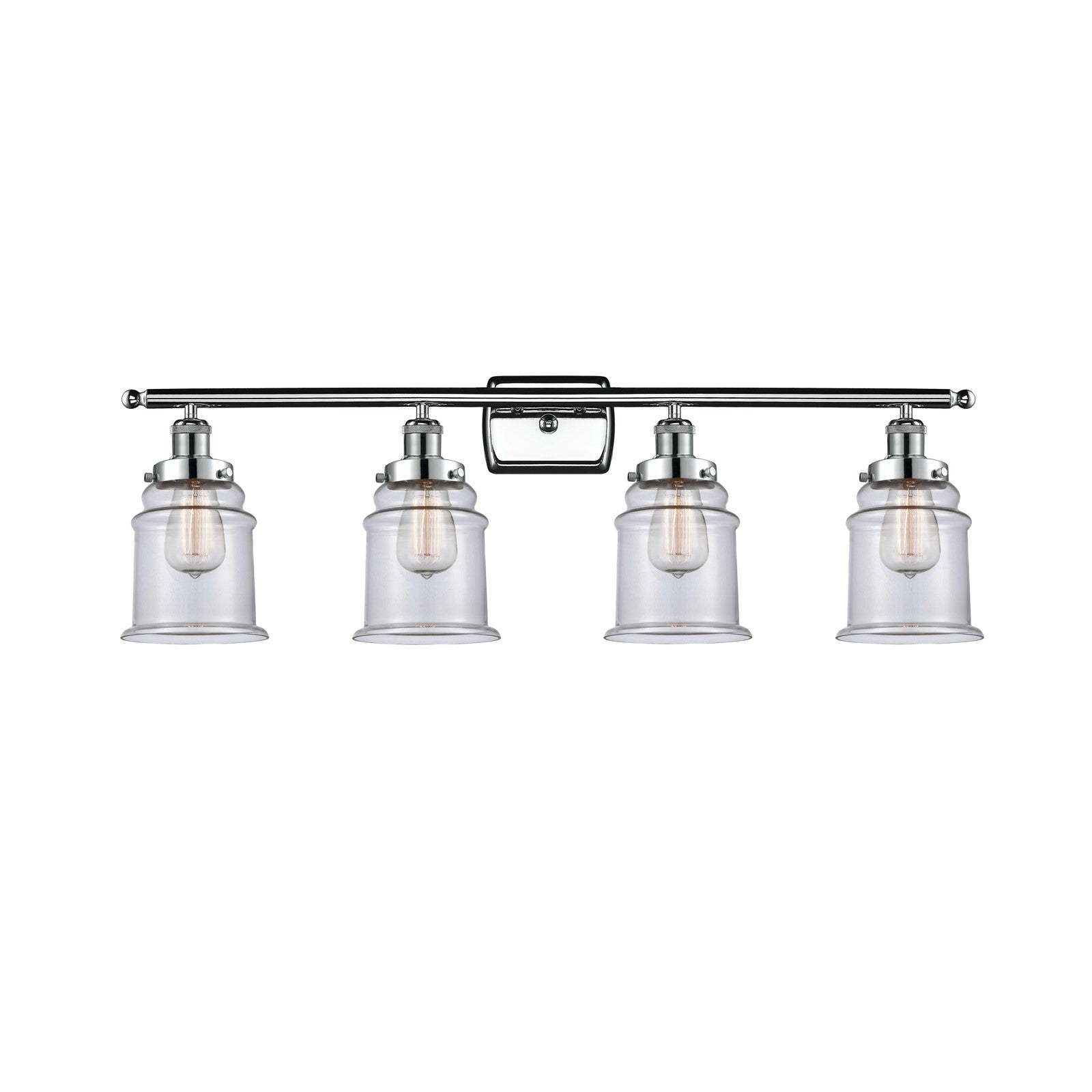 Innovations Canton 36in 4-Light Bath Vanity Light | Modern Transitional Polished Chrome and Clear Glass Schoolhouse Shade | Model 916-4W-PC-G182
