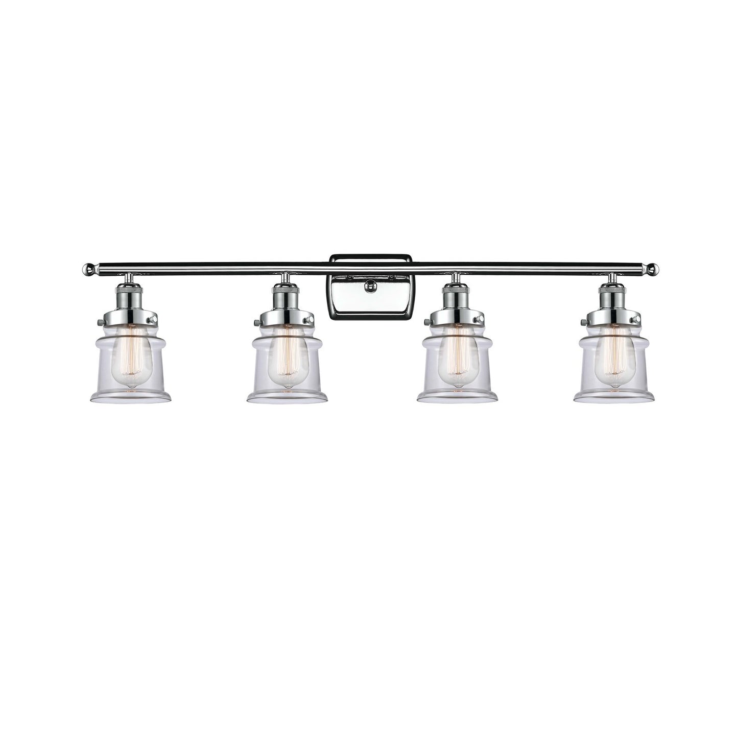Innovations Canton 35.25in 4-Light Bath Vanity Light | Modern Transitional Polished Chrome and Clear Glass Schoolhouse Shade | Model 916-4W-PC-G182S