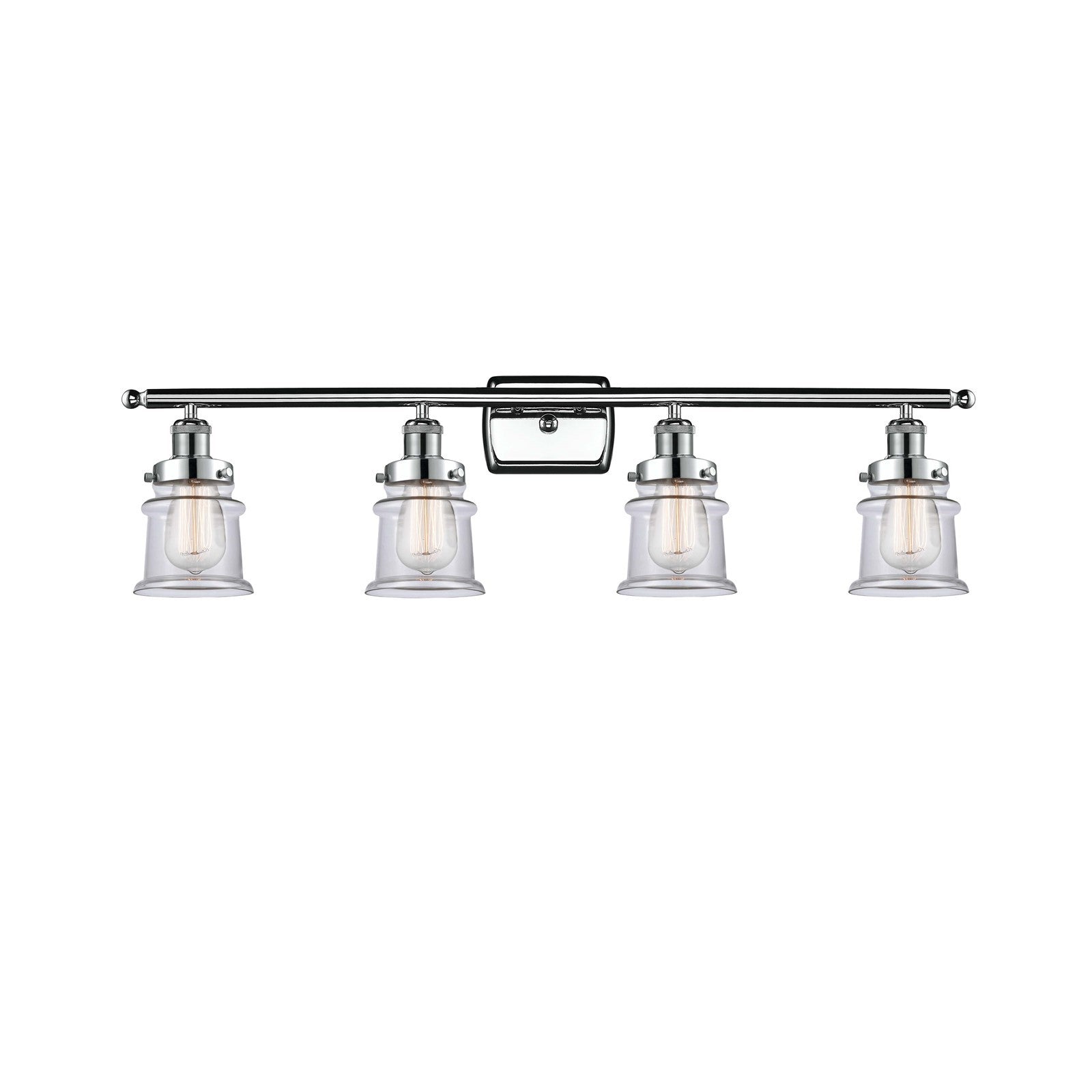Innovations Canton 35.25in 4-Light Bath Vanity Light | Modern Transitional Polished Chrome and Clear Glass Schoolhouse Shade | Model 916-4W-PC-G182S