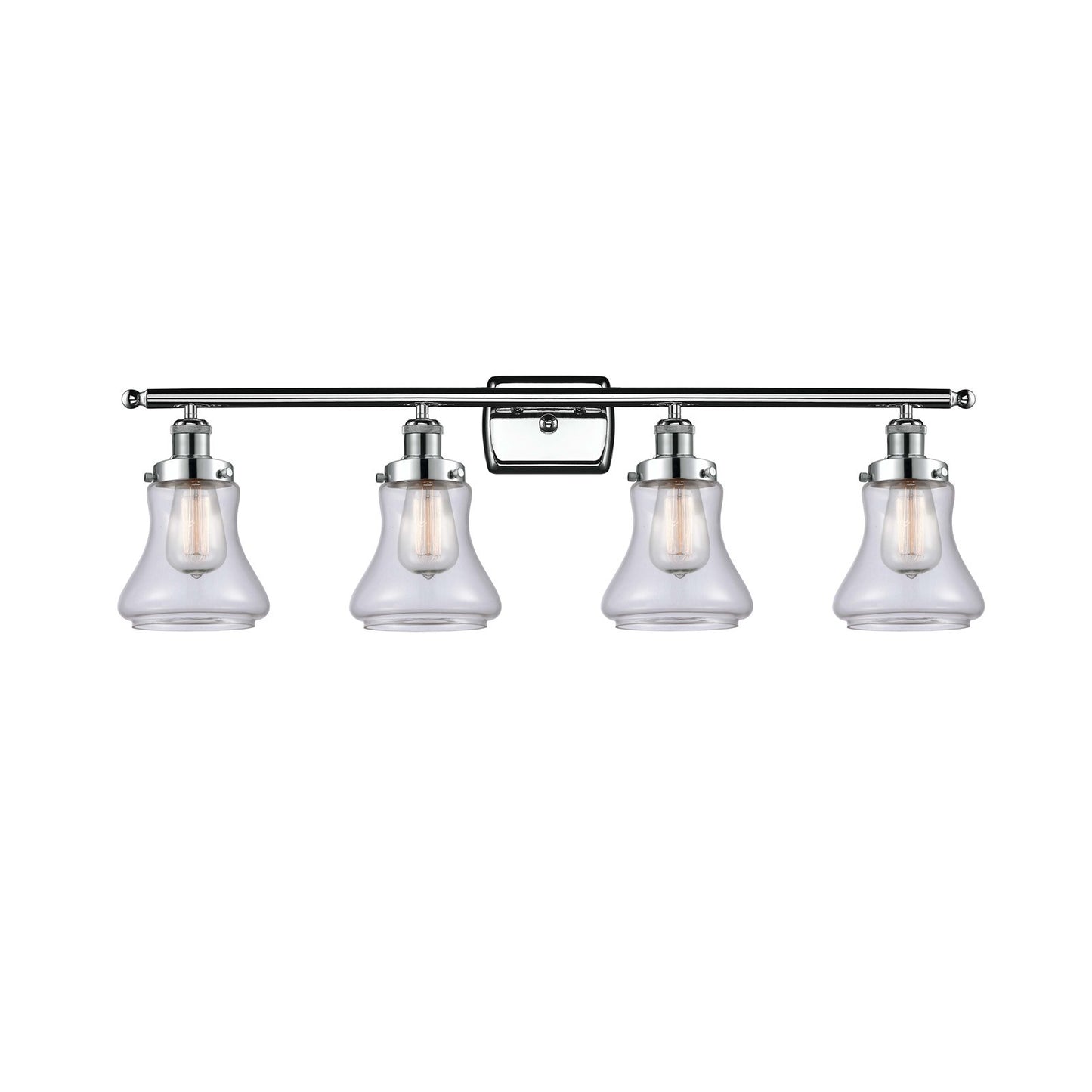 Innovations Bellmont 36in 4-Light Bath Vanity Light | Modern Contempo Polished Chrome and Clear Glass Schoolhouse Shade | Bathroom | Model 916-4W-PC-G192