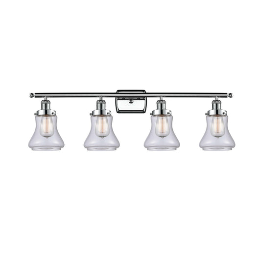 Innovations Bellmont 36in 4-Light Bath Vanity Light | Modern Contempo Polished Chrome and Clear Glass Schoolhouse Shade | Bathroom | Model 916-4W-PC-G192