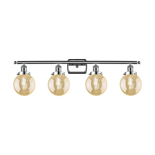 Innovations Beacon 36in 4-Light Bath Vanity Light | Modern Contempo Polished Chrome and Mercury Seeded Glass Globe Shade | Model 916-4W-PC-G208-6