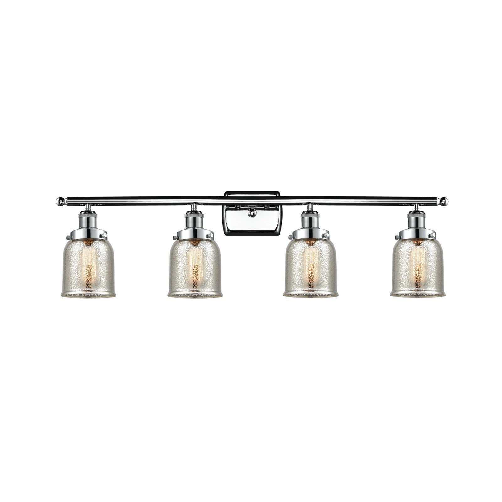 Innovations Bell 36in 4-Light Bath Vanity Light | Industrial Polished Chrome and Silver Plated Mercury Glass Bell Shade | Bathroom | Model 916-4W-PC-G58