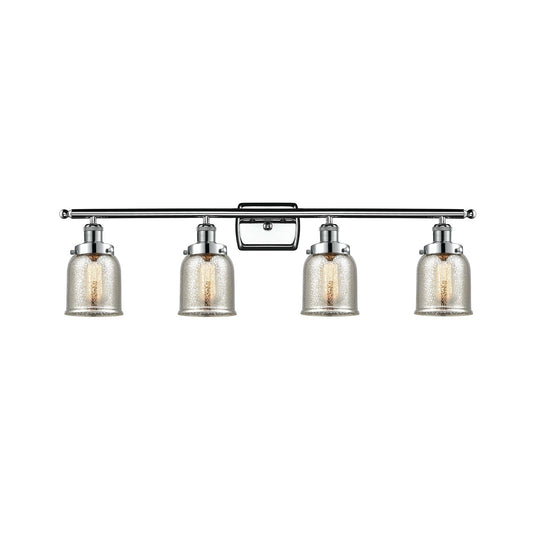 Innovations Bell 36in 4-Light Bath Vanity Light | Industrial Polished Chrome and Silver Plated Mercury Glass Bell Shade | Bathroom | Model 916-4W-PC-G58