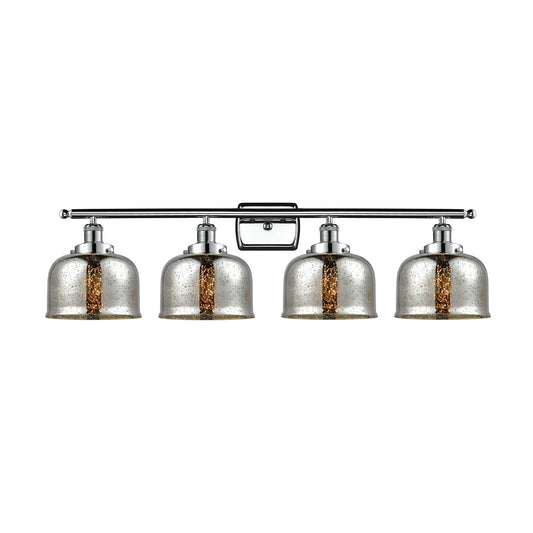 Innovations Bell 38in 4-Light Bath Vanity Light | Industrial Polished Chrome Steel and Silver Plated Mercury Glass | Bathroom Vanity | Model 916-4W-PC-G78