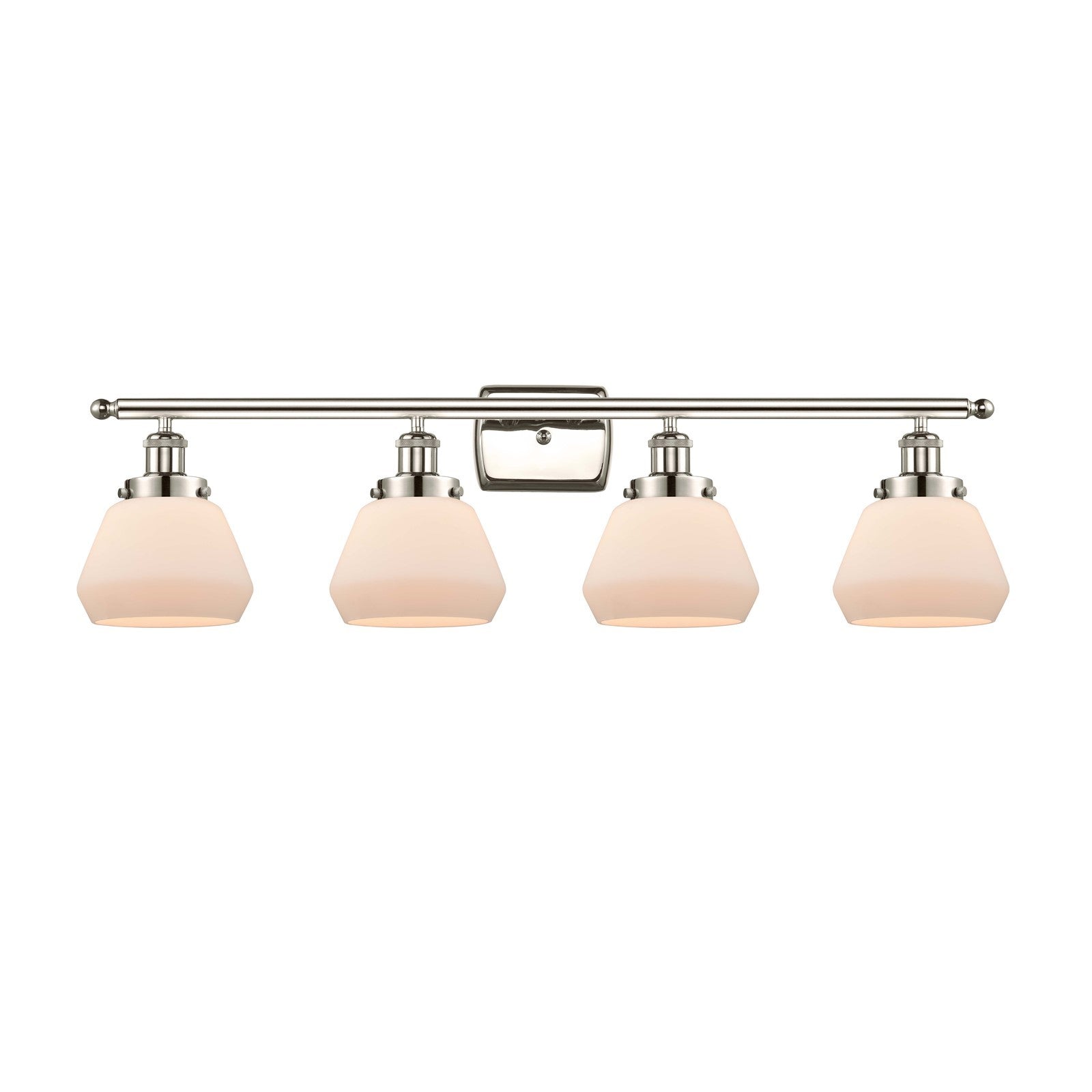 Innovations Fulton 37in 4-Light Bath Vanity Light | Modern Transitional Polished Nickel Steel and Matte White Frosted Glass | Model 916-4W-PN-G171