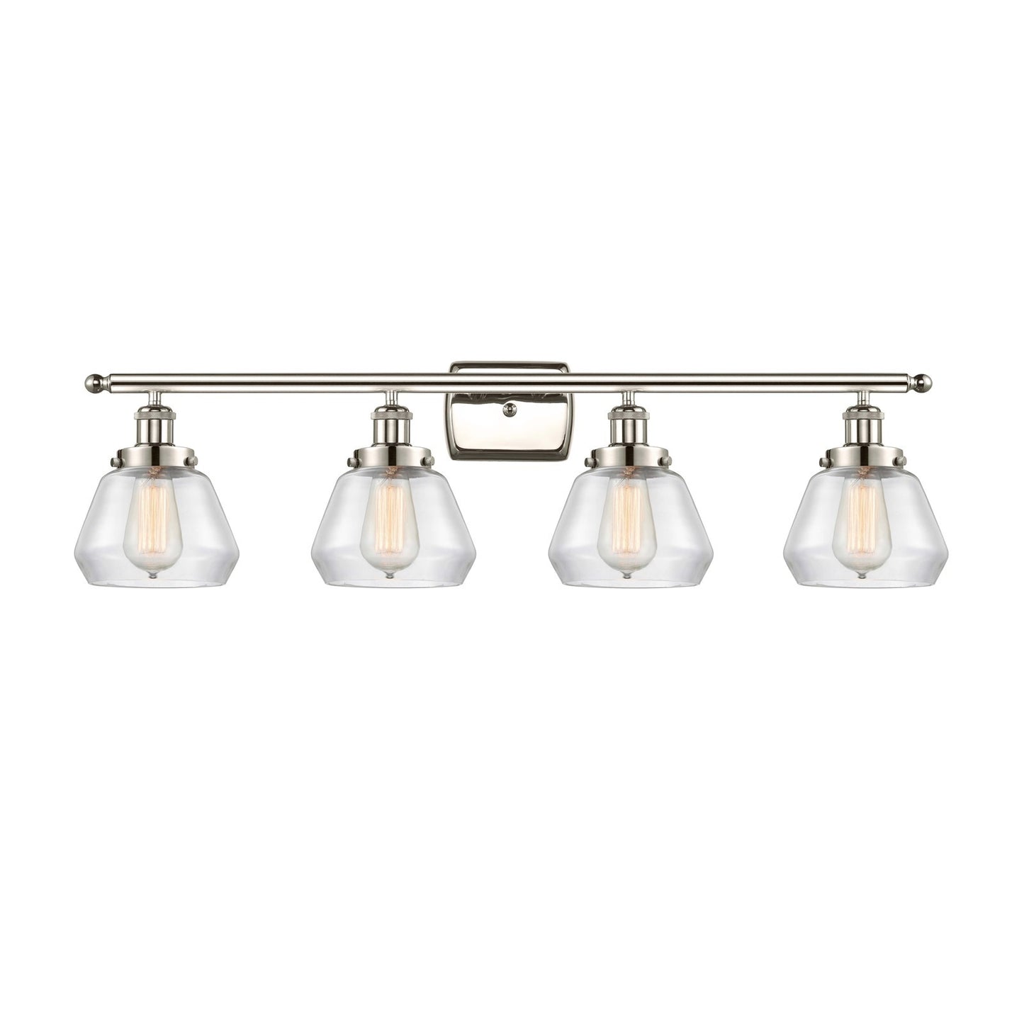 Innovations Fulton 37in 4-Light Bath Vanity Light | Modern Transitional Polished Nickel Steel and Clear Glass | Bathroom Vanity & | Model 916-4W-PN-G172