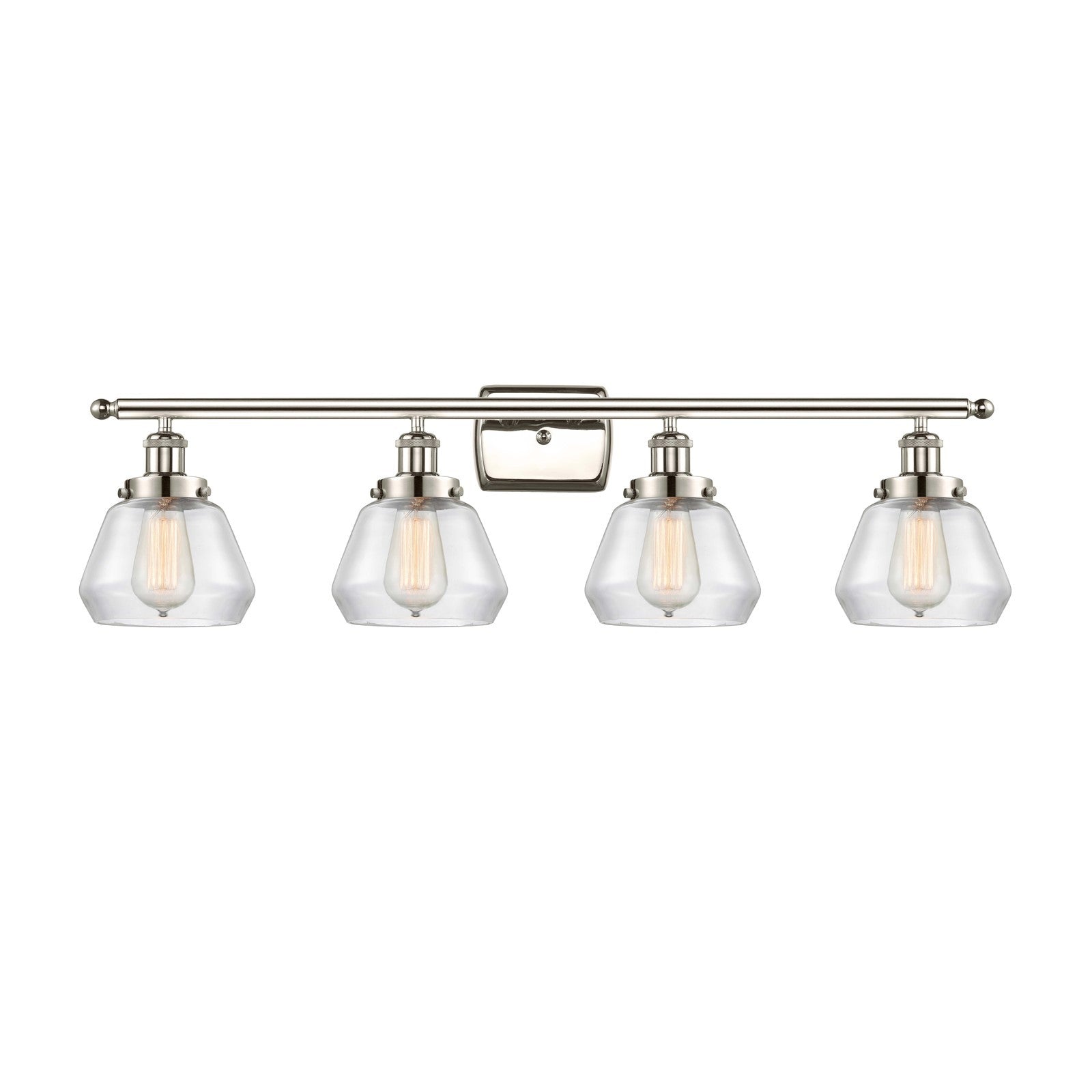 Innovations Fulton 37in 4-Light Bath Vanity Light | Modern Transitional Polished Nickel Steel and Clear Glass | Bathroom Vanity & | Model 916-4W-PN-G172