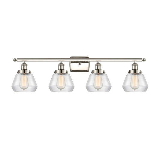 Innovations Fulton 37in 4-Light Bath Vanity Light | Modern Transitional Polished Nickel Steel and Clear Glass | Bathroom Vanity & | Model 916-4W-PN-G172