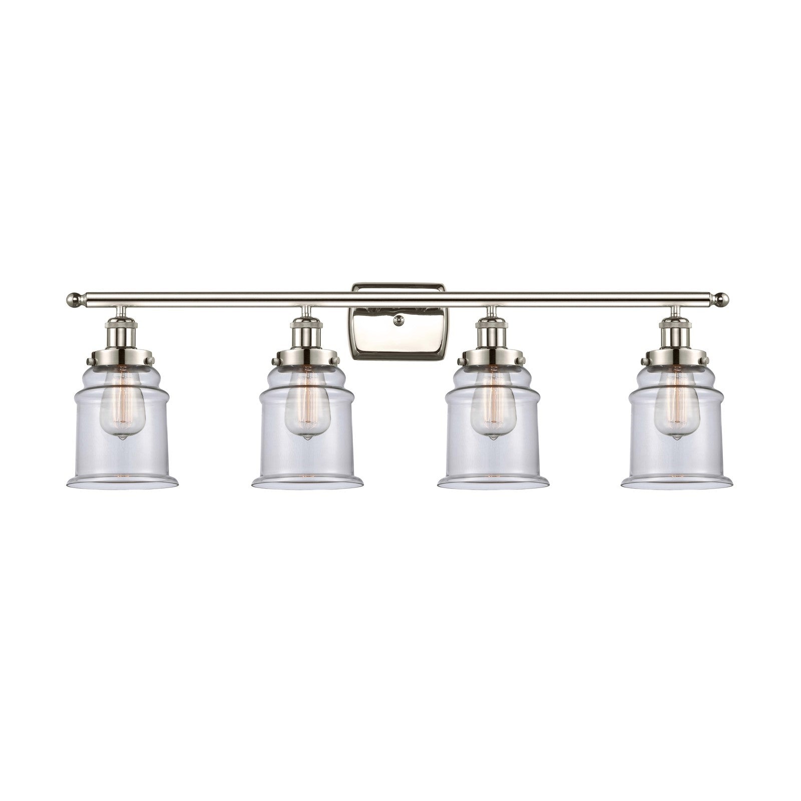 Innovations Canton 36in 4-Light Bath Vanity Light | Modern Transitional Polished Nickel Steel and Clear Glass | Bathroom Vanity | Model 916-4W-PN-G182