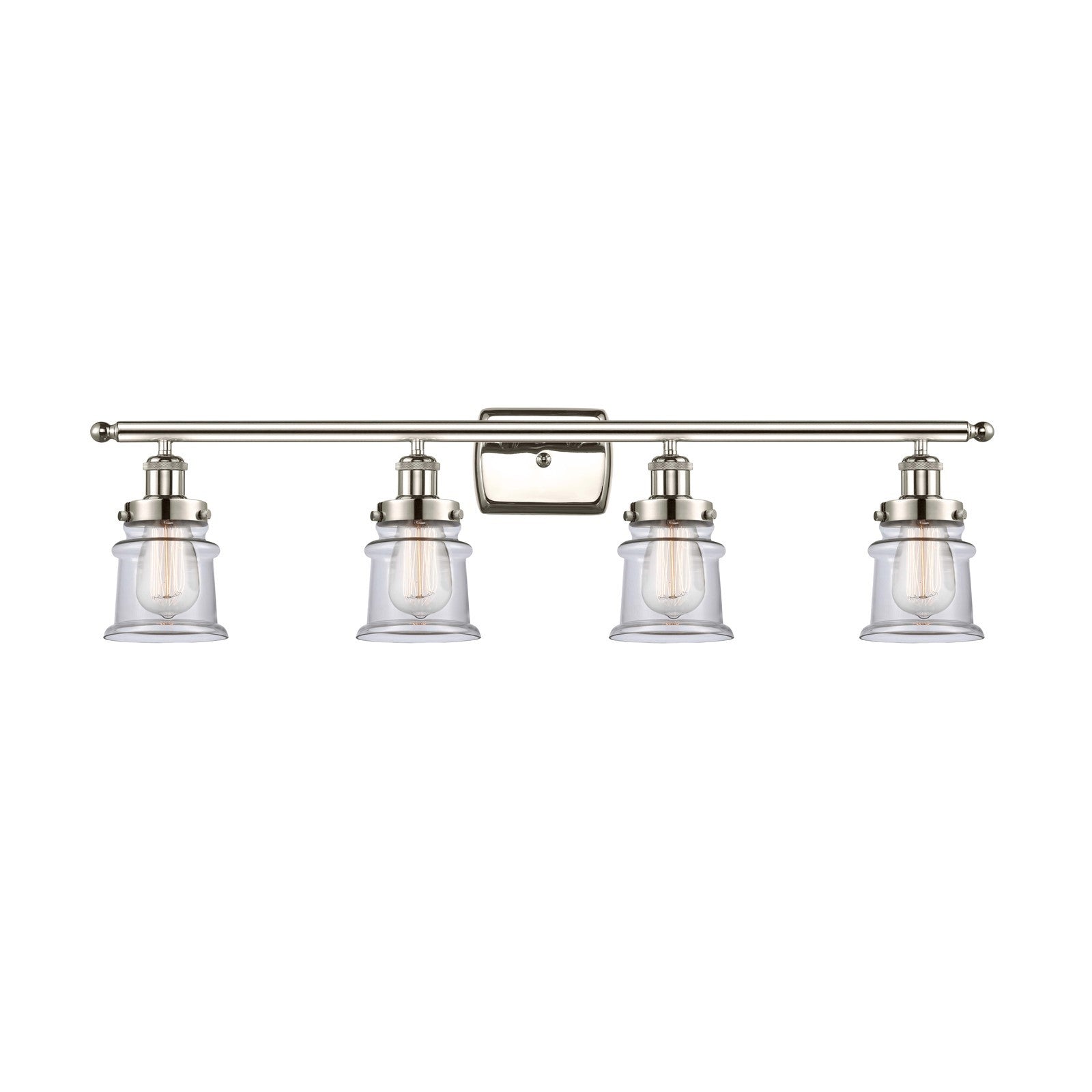 Innovations Canton 35.25in 4-Light Bath Vanity Light | Modern Transitional Polished Nickel Steel and Clear Glass | Bathroom Vanity | Model 916-4W-PN-G182S