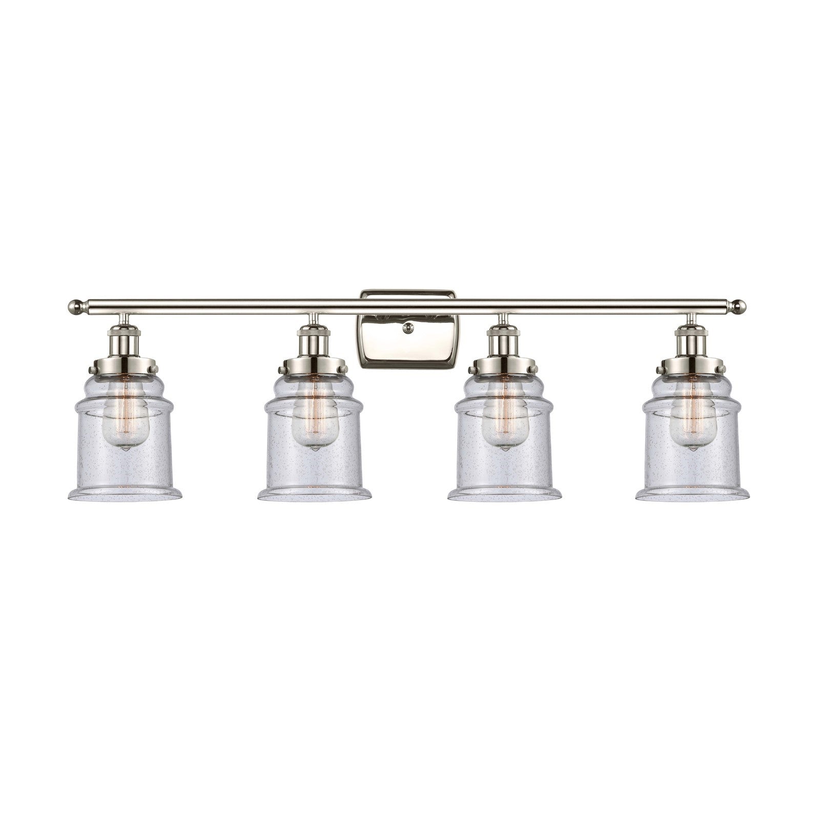 Innovations Canton 36in 4-Light Bath Vanity Light | Modern Transitional Polished Nickel Steel and Seedy Glass | Bathroom Vanity | Model 916-4W-PN-G184