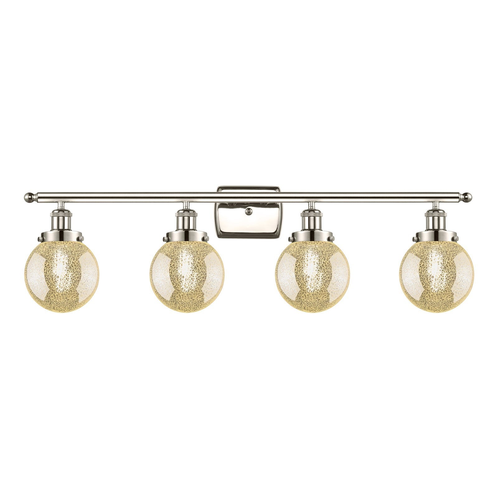 Innovations Beacon 36in 4-Light Bath Vanity Light | Modern Transitional Polished Nickel Steel and Mercury Seeded Glass Globe | Model 916-4W-PN-G208-6