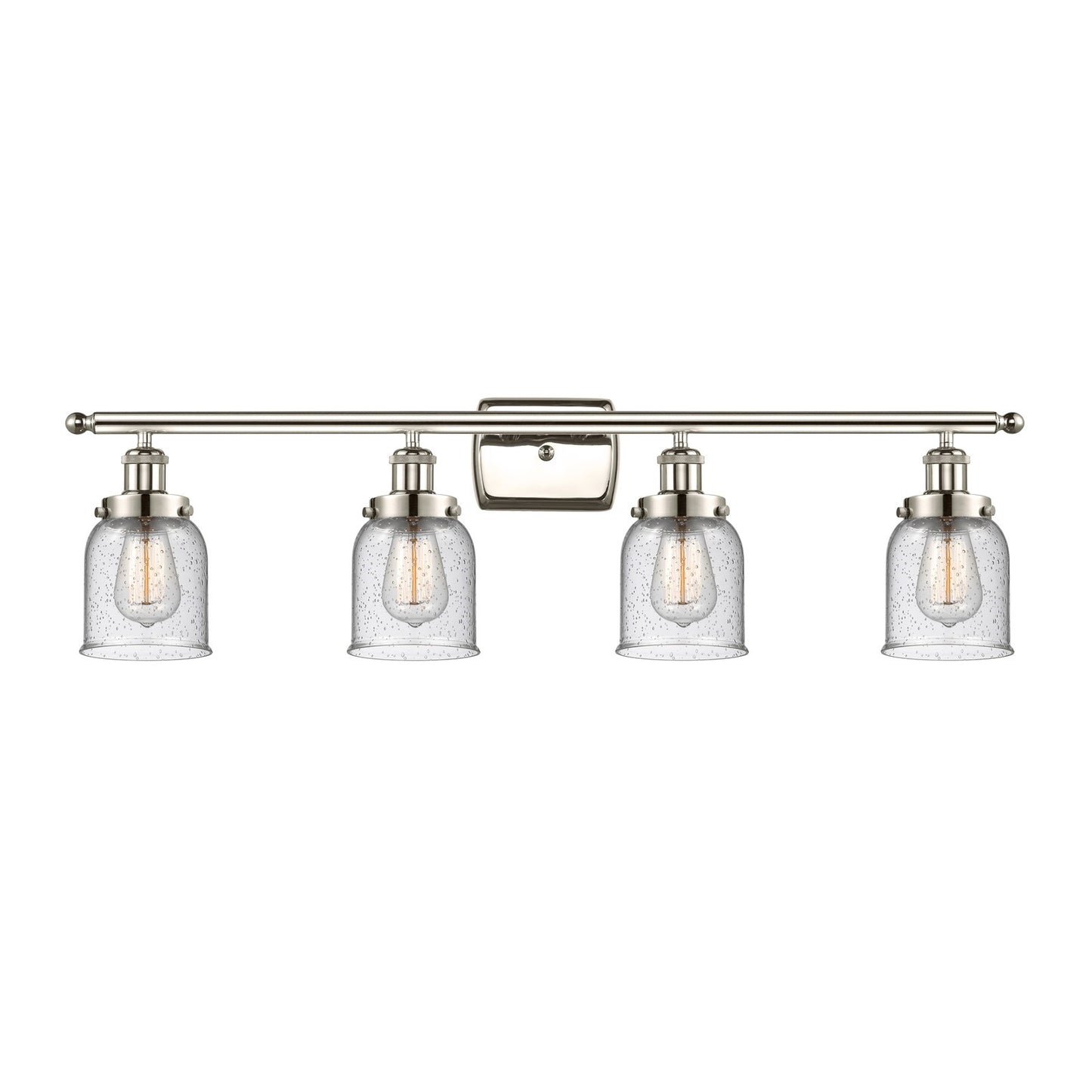 Innovations Bell 36in 4-Light Bath Vanity Light | Industrial Polished Nickel Steel and Seedy Glass | Bathroom Vanity | Model 916-4W-PN-G54