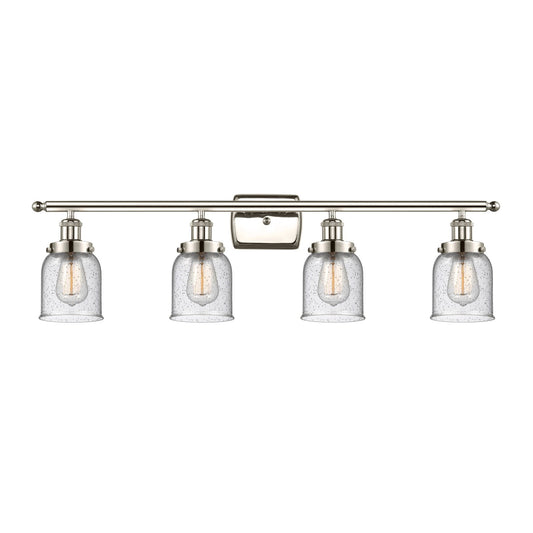 Innovations Bell 36in 4-Light Bath Vanity Light | Industrial Polished Nickel Steel and Seedy Glass | Bathroom Vanity | Model 916-4W-PN-G54