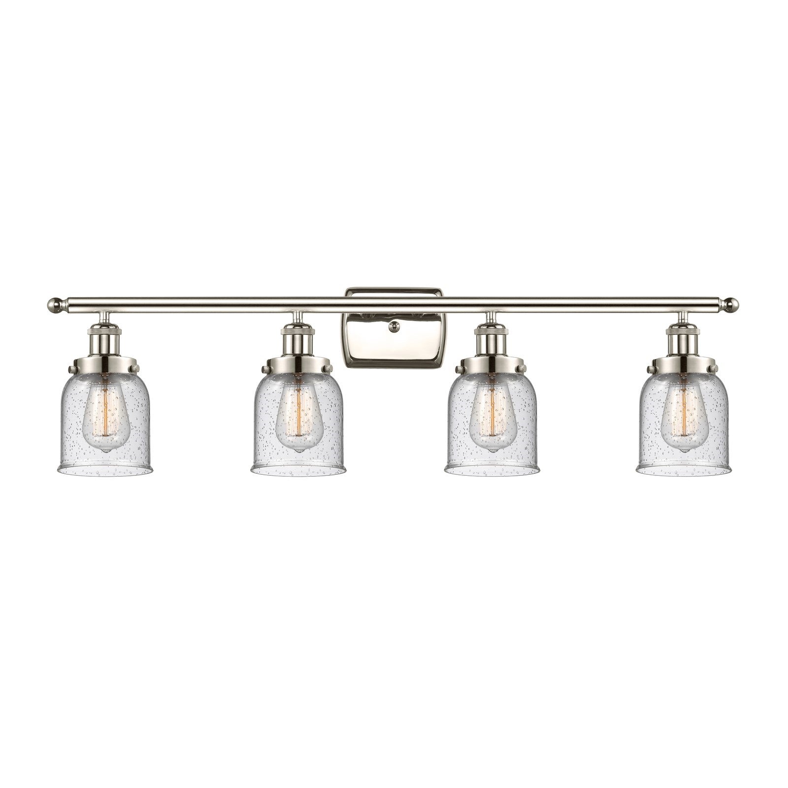 Innovations Bell 36in 4-Light Bath Vanity Light | Industrial Polished Nickel Steel and Seedy Glass | Bathroom Vanity | Model 916-4W-PN-G54-LED