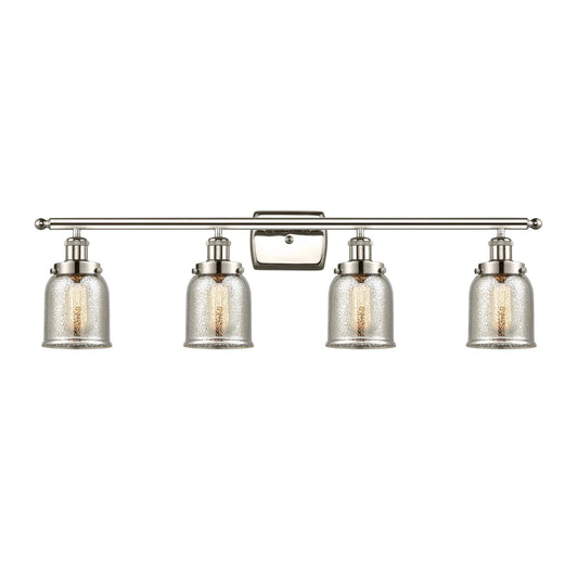 Innovations Bell 36in 4-Light Bath Vanity Light | Industrial Polished Nickel and Silver Plated Mercury Glass | Bathroom Vanity | Model 916-4W-PN-G58-LED