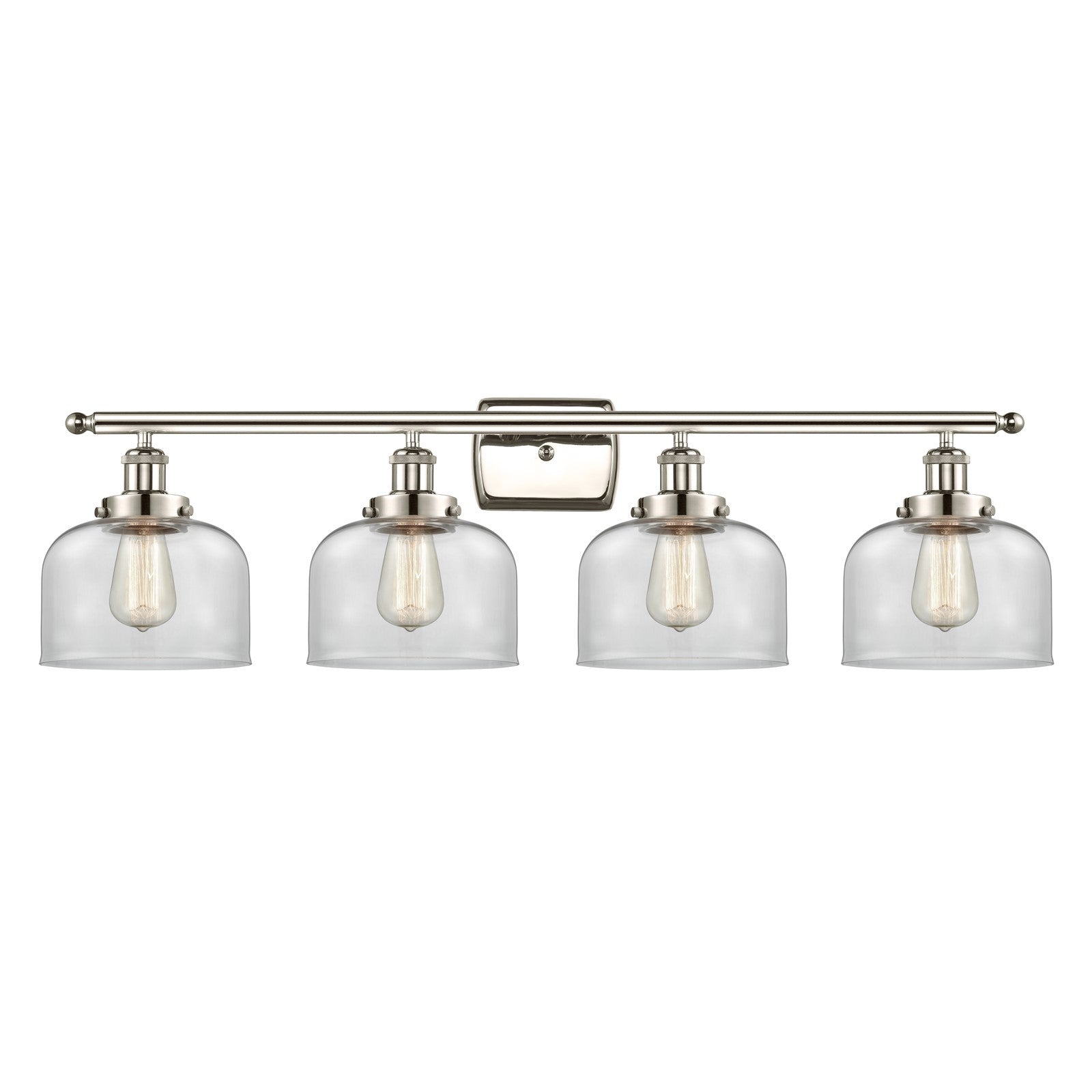 Innovations Bell 38in 4-Light Bath Vanity Light | Industrial Polished Nickel Steel and Clear Glass | Bathroom Vanity | 38 x 11 in | Model 916-4W-PN-G72-LED