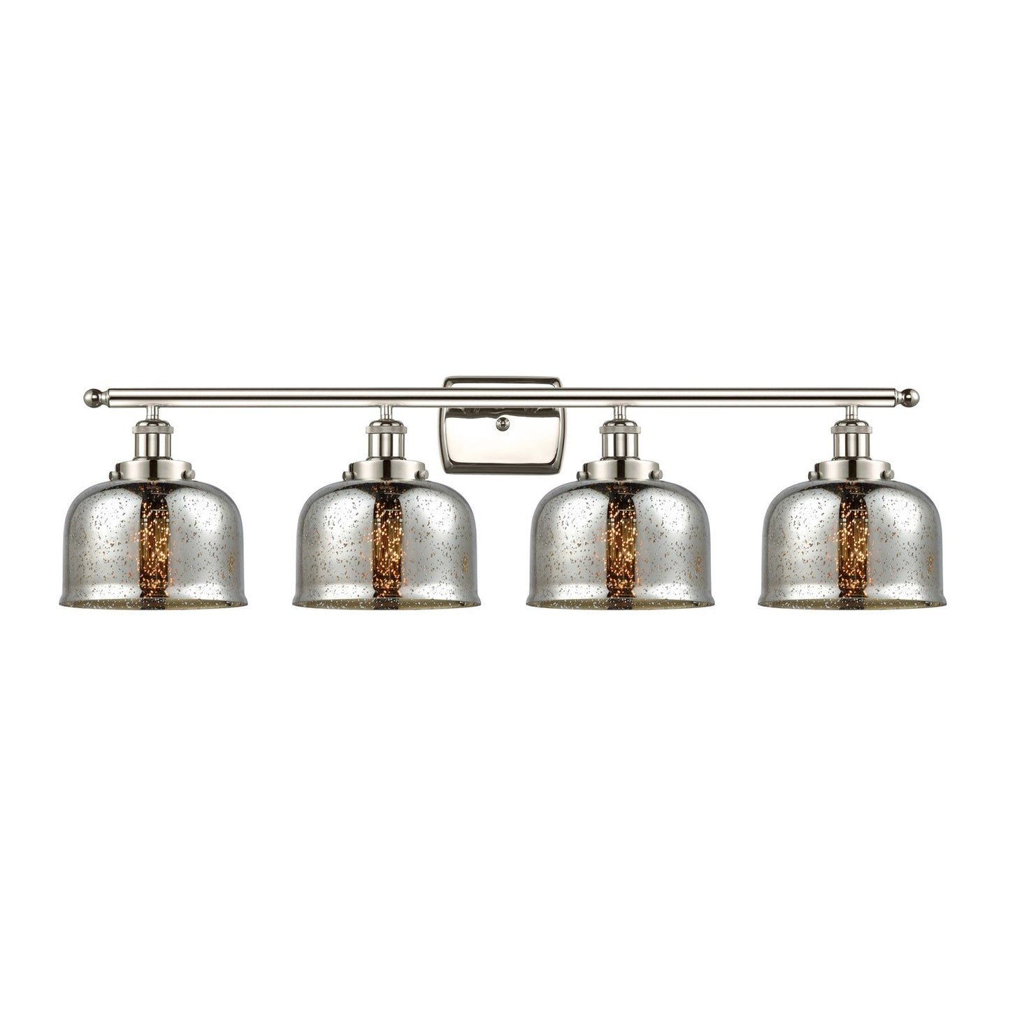 Innovations Bell 38in 4-Light Bath Vanity Light | Industrial Polished Nickel and Silver Plated Mercury Glass | Bathroom Vanity | Model 916-4W-PN-G78-LED