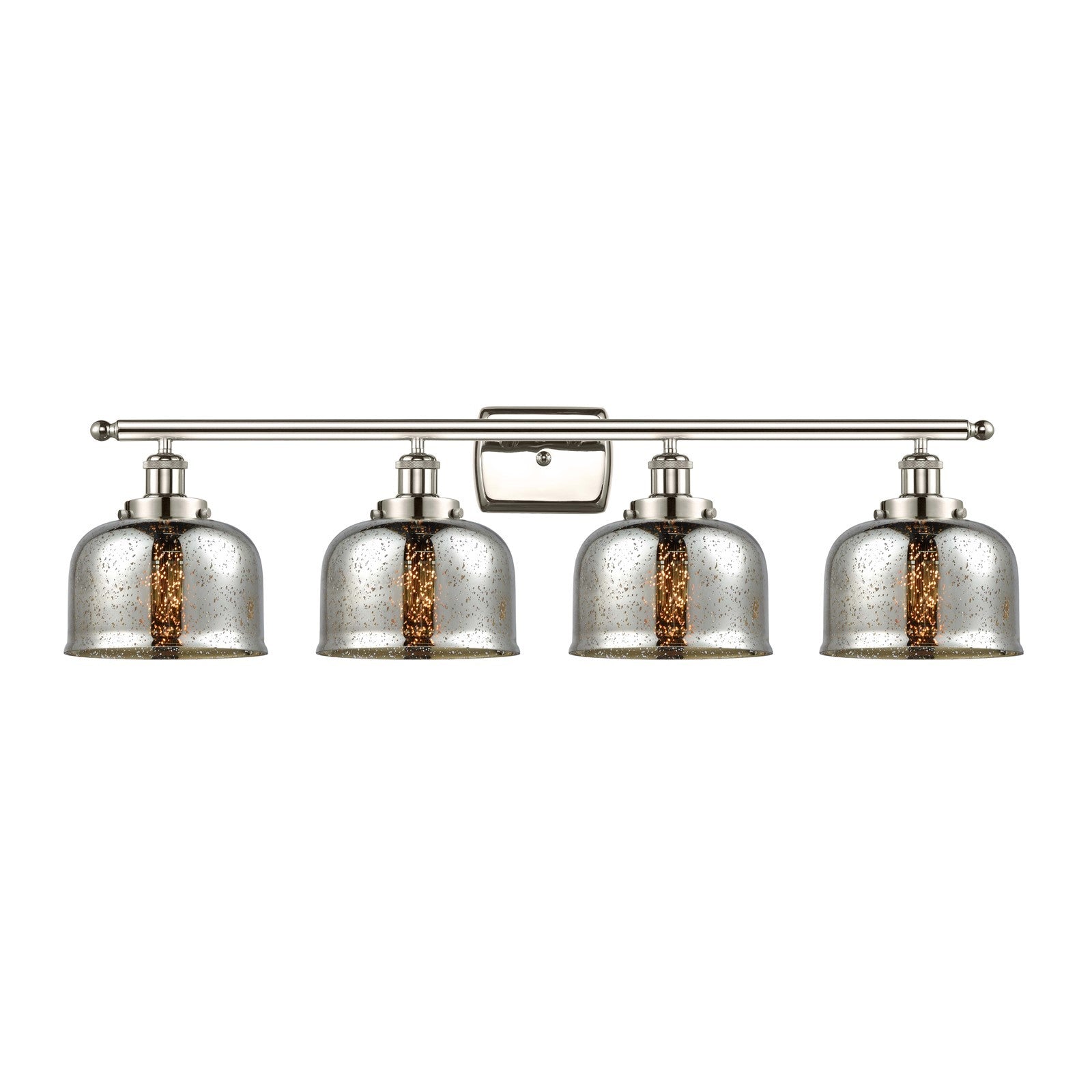 Innovations Bell 38in 4-Light Bath Vanity Light | Industrial Polished Nickel and Silver Plated Mercury Glass | Bathroom Vanity | Model 916-4W-PN-G78-LED