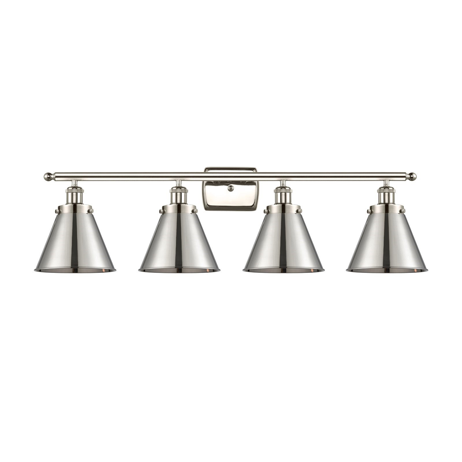 Innovations Appalachian 36in 4-Light Bath Vanity Light | Industrial Polished Nickel Metal Shade | Bathroom Vanity | 36 x 11 in | Model 916-4W-PN-M13-PN-LED