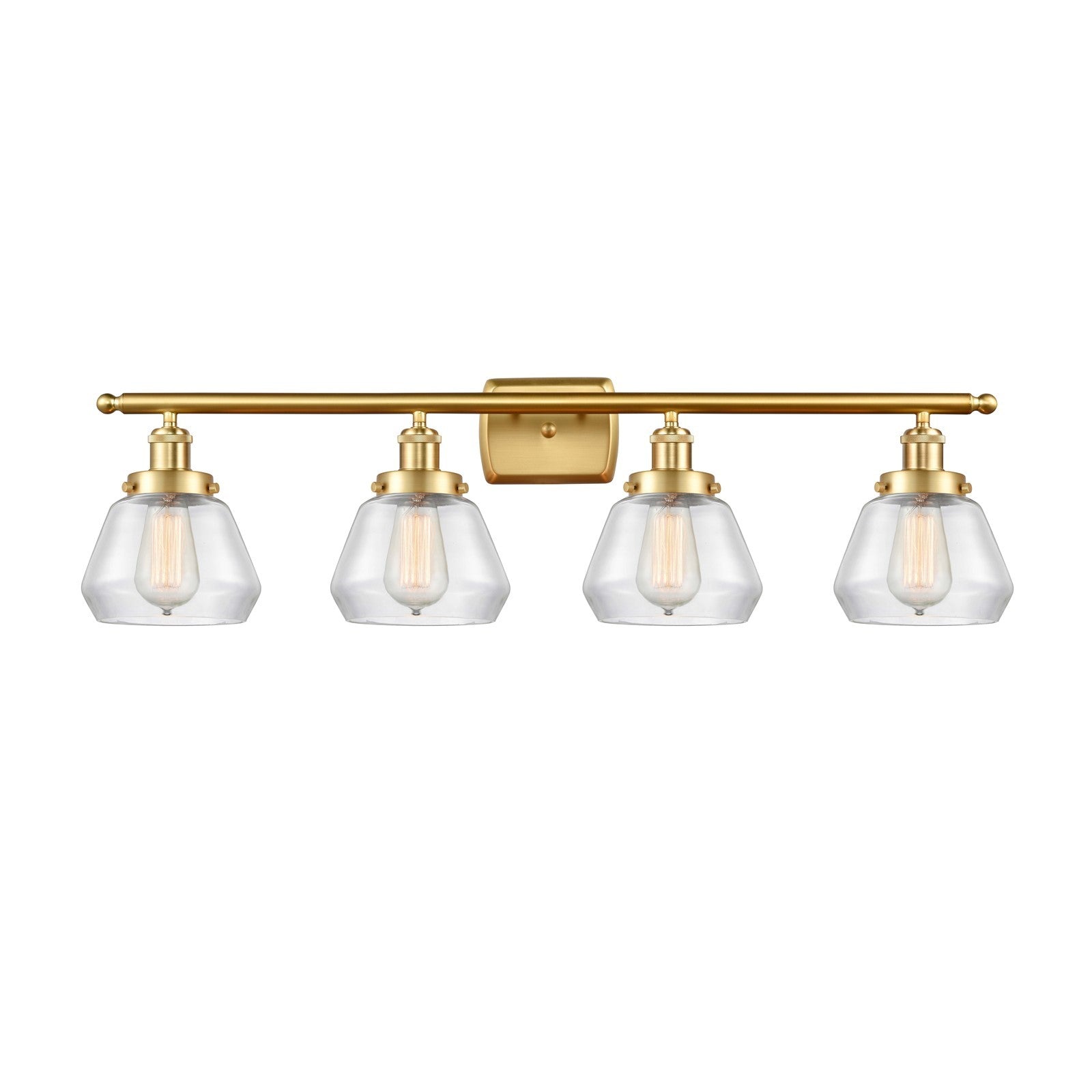 Innovations Fulton 37in 4-Light Bath Vanity Light | Modern Contempo Satin Gold Steel and Clear Glass | Bathroom Vanity | 37 x 9.5 in | Model 916-4W-SG-G172