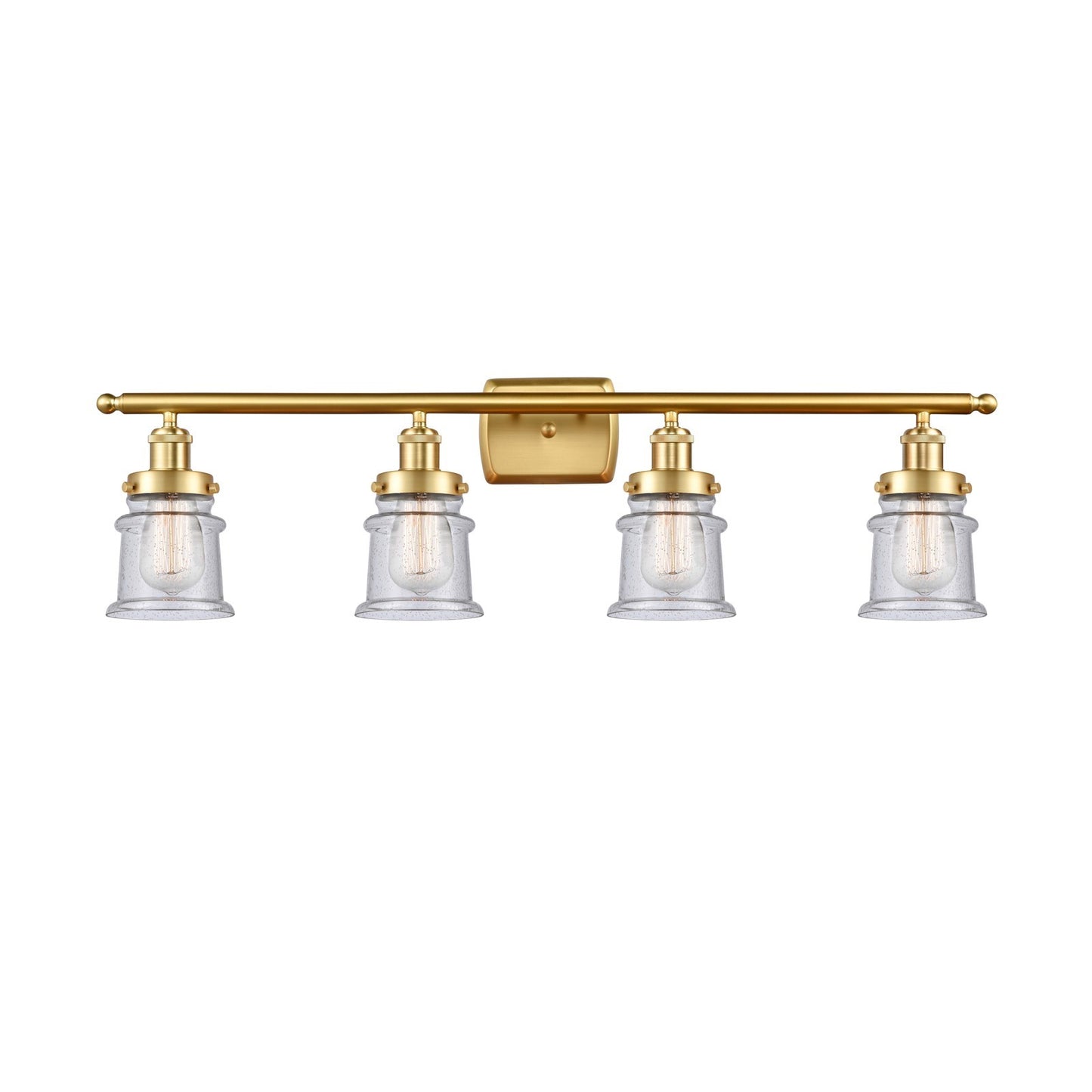 Innovations Canton 35.25in 4-Light Bath Vanity Light | Modern Contempo Satin Gold Steel and Seedy Glass | Bathroom Vanity | Model 916-4W-SG-G184S