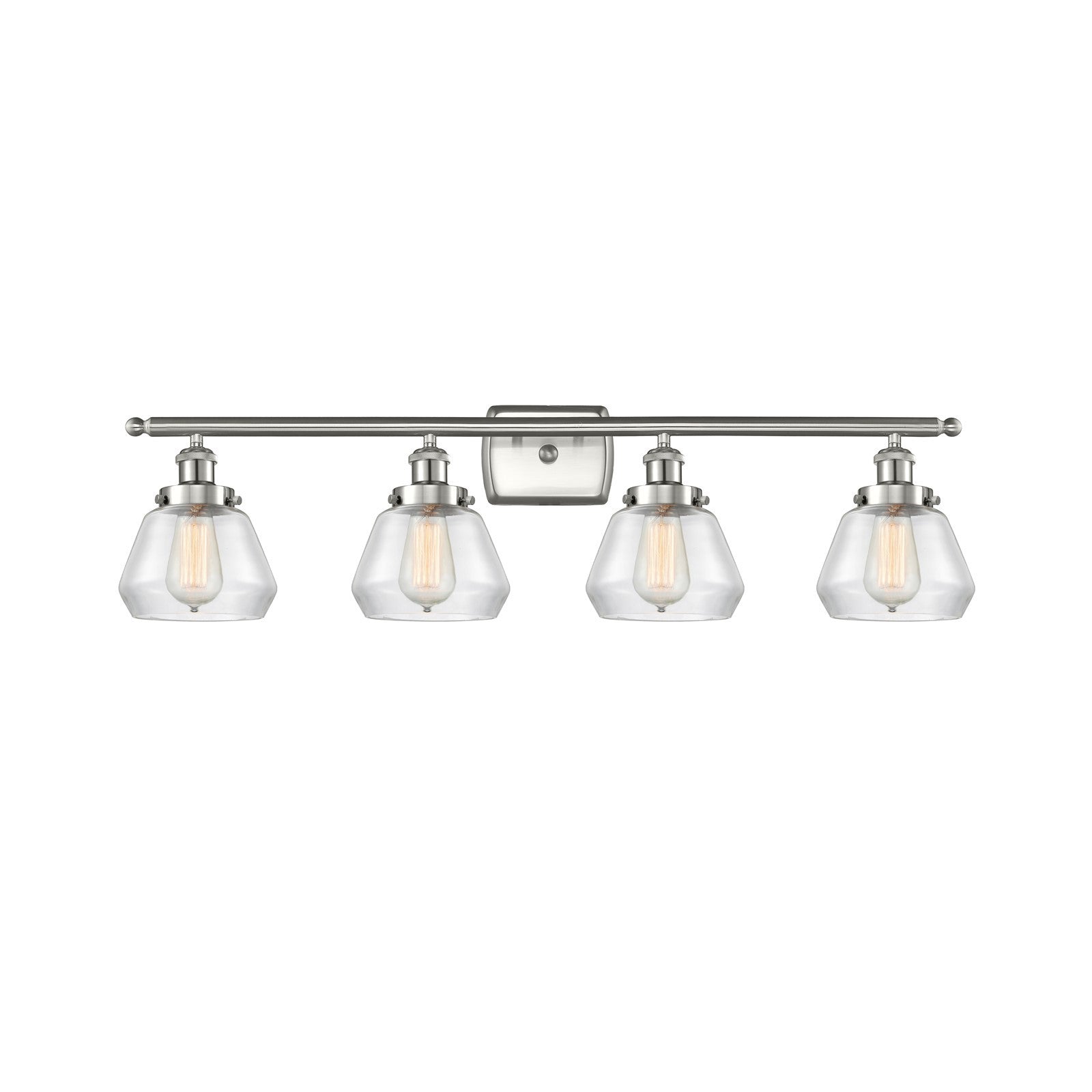 Innovations Fulton 37in 4-Light Bath Vanity Light | Modern Contempo Brushed Satin Nickel and Clear Glass | Bathroom Vanity | Model 916-4W-SN-G172