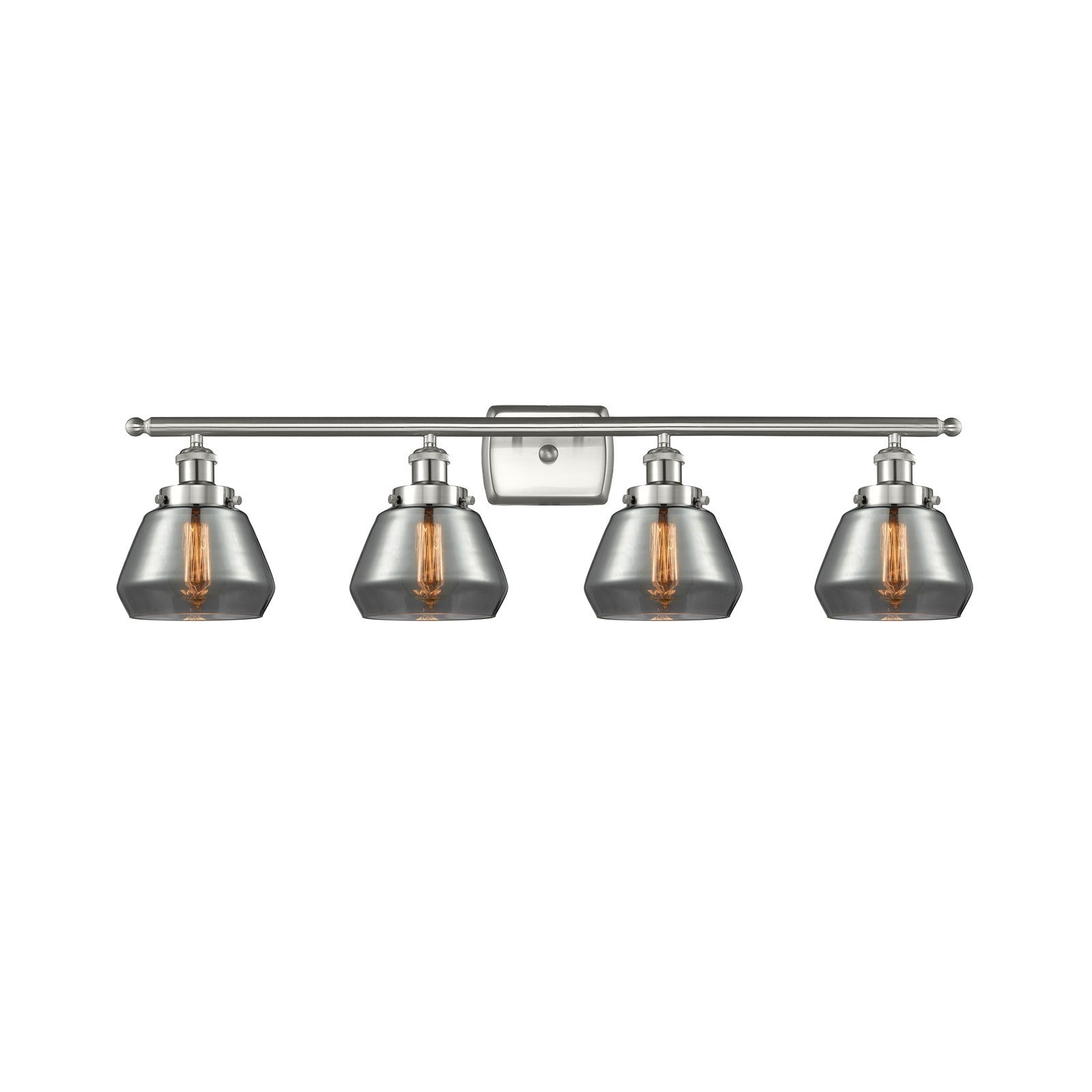 Innovations Fulton 37in 4-Light Bath Vanity Light | Modern Contempo Brushed Satin Nickel and Light Smoke Glass | Bathroom Vanity | Model 916-4W-SN-G173