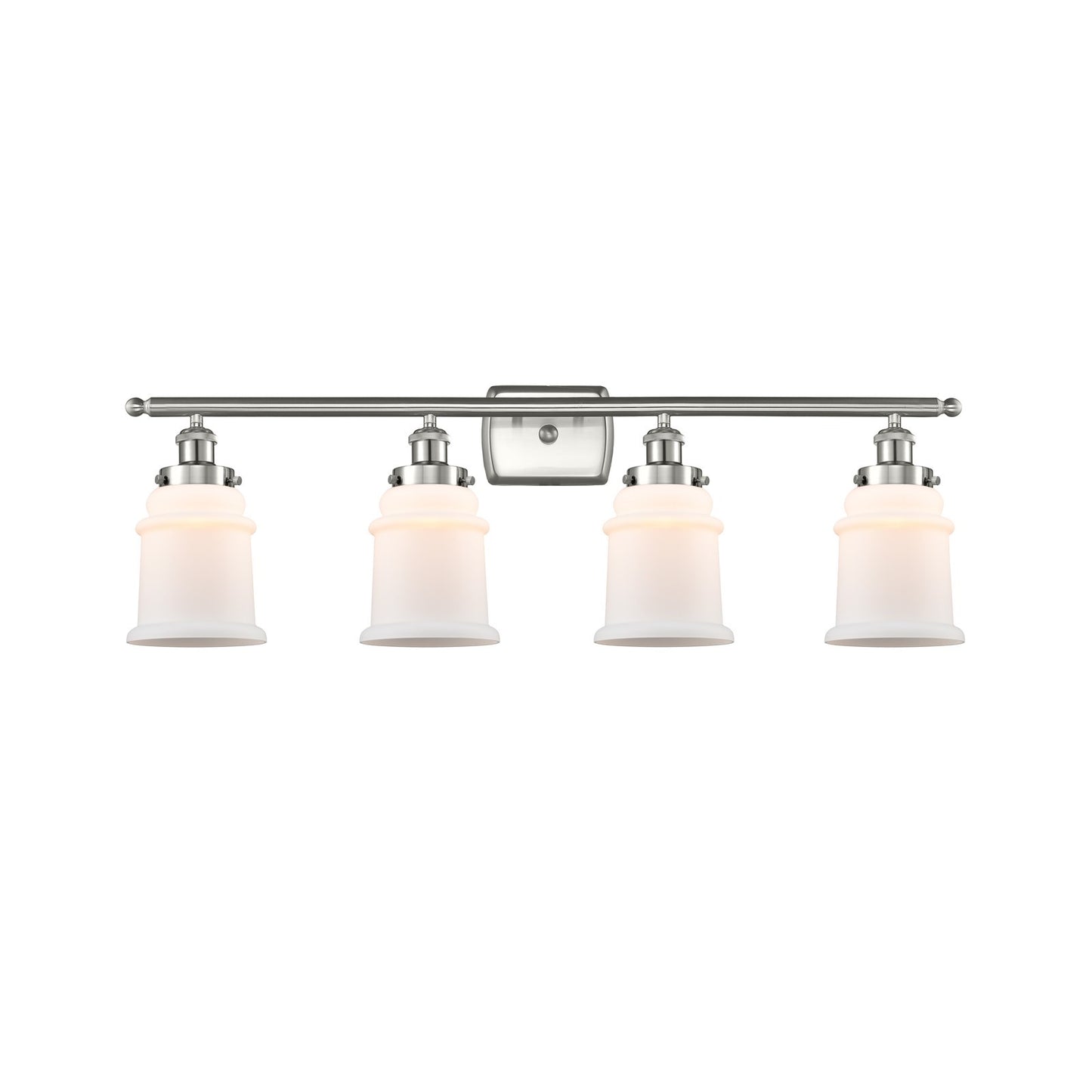 Innovations Canton 36in 4-Light Bath Vanity Light | Modern Contempo Brushed Satin Nickel and Matte White Frosted Glass | Bathroom | Model 916-4W-SN-G181