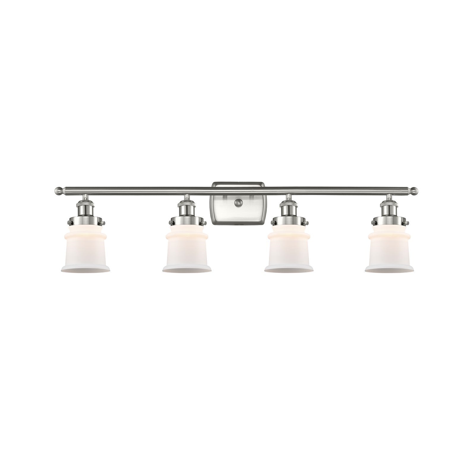Innovations Canton 35.25in 4-Light Bath Vanity Light | Modern Transitional Brushed Satin Nickel and Matte White Frosted Glass | Model 916-4W-SN-G181S
