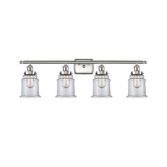 Innovations Canton 36in 4-Light Bath Vanity Light | Modern Transitional Brushed Satin Nickel and Clear Glass | Bathroom Vanity | Model 916-4W-SN-G182
