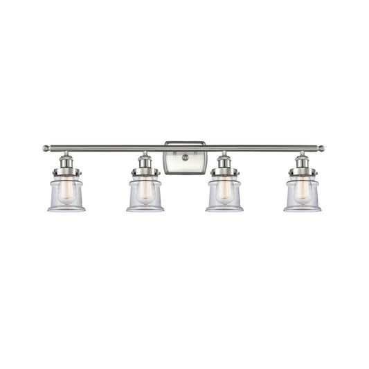 Innovations Canton 35.25in 4-Light Bath Vanity Light | Modern Transitional Brushed Satin Nickel and Clear Glass | Bathroom Vanity | Model 916-4W-SN-G182S
