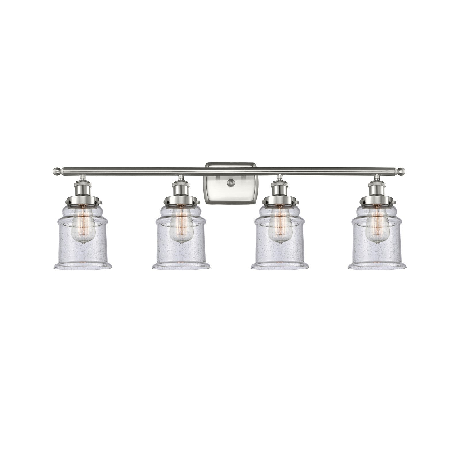 Innovations Canton 36in 4-Light Bath Vanity Light | Modern Transitional Brushed Satin Nickel and Seedy Glass | Bathroom Vanity | Model 916-4W-SN-G184