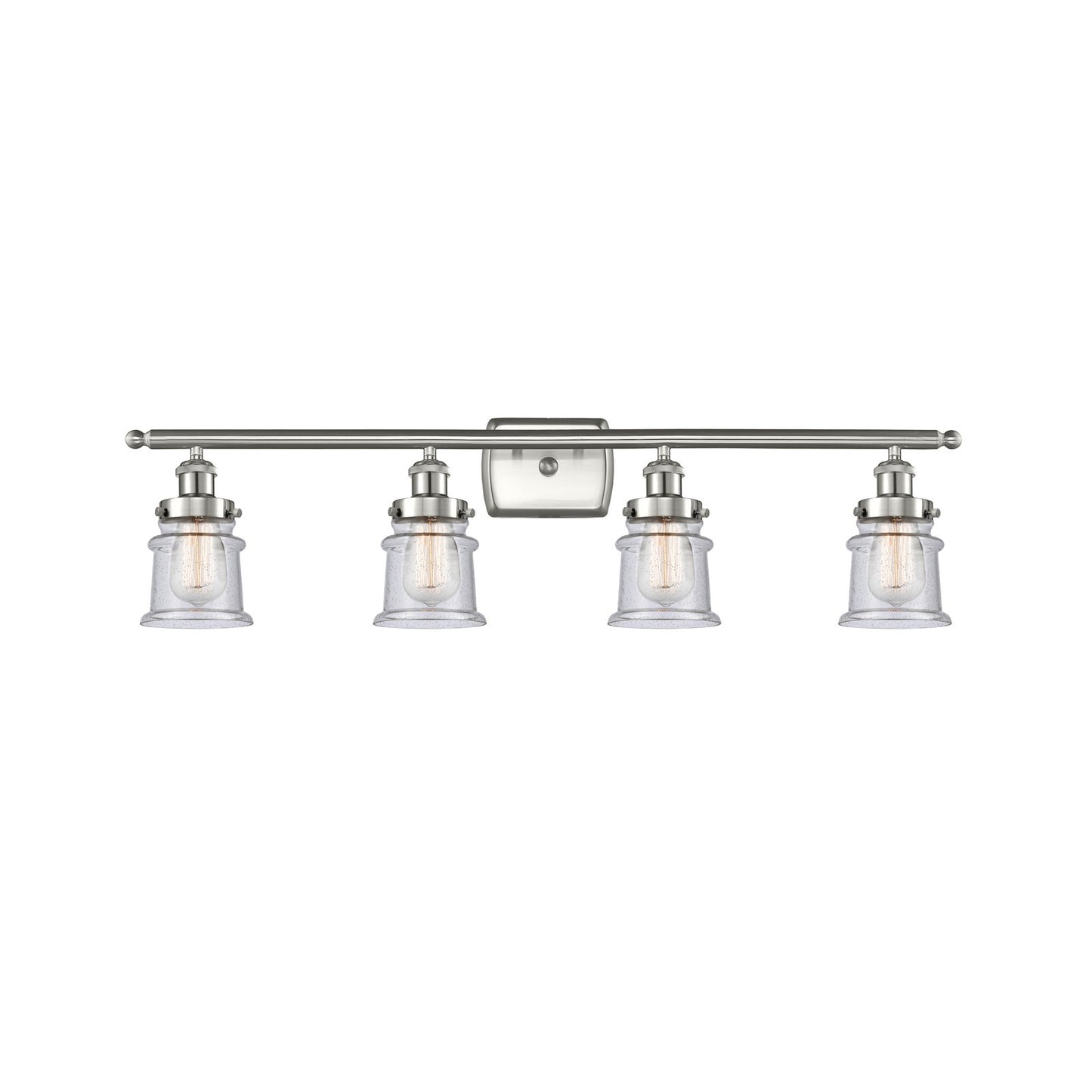 Innovations Canton 35.25in 4-Light Bath Vanity | Modern Transitional Brushed Satin Nickel and Seedy Glass | Bathroom Vanity | Model 916-4W-SN-G184S