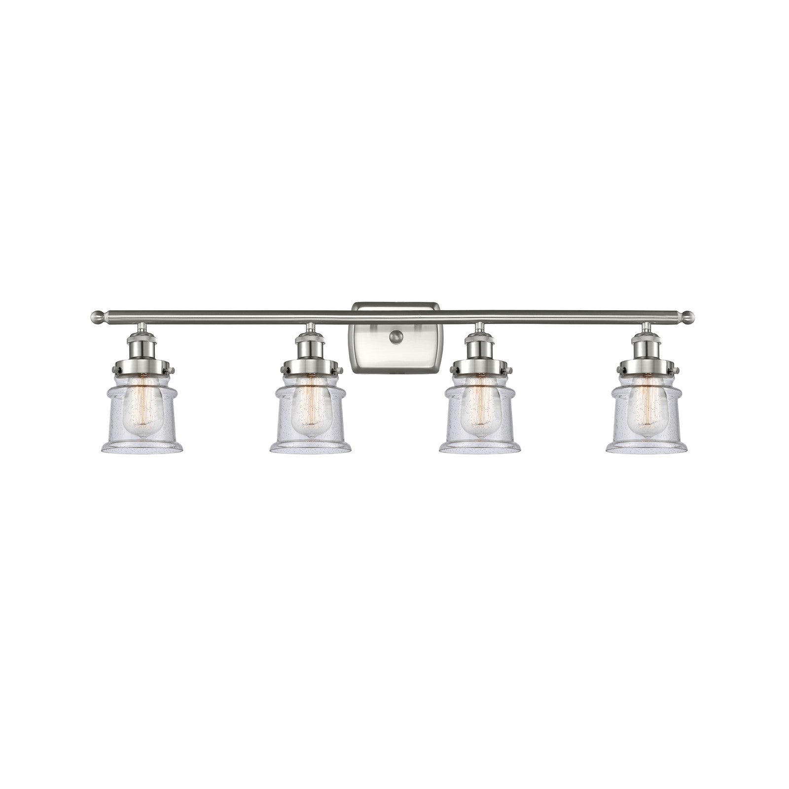 Innovations Canton 35.25in 4-Light Bath Vanity | Modern Transitional Brushed Satin Nickel and Seedy Glass | Bathroom Vanity | Model 916-4W-SN-G184S